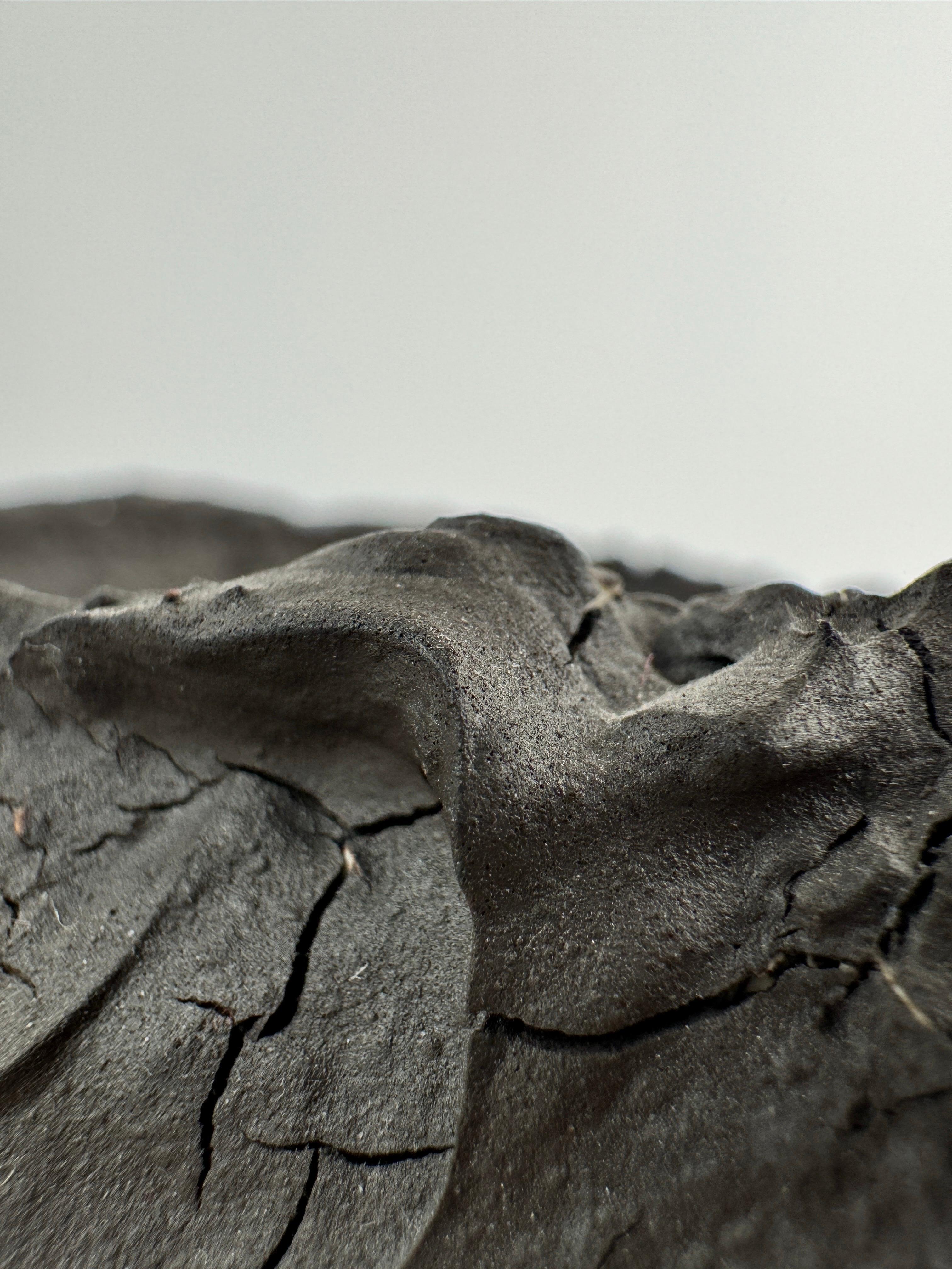 Minimalist Sculptural Ceramic Form in Charred Black Clay  One-of-a-Kind Collector’s Object For Sale