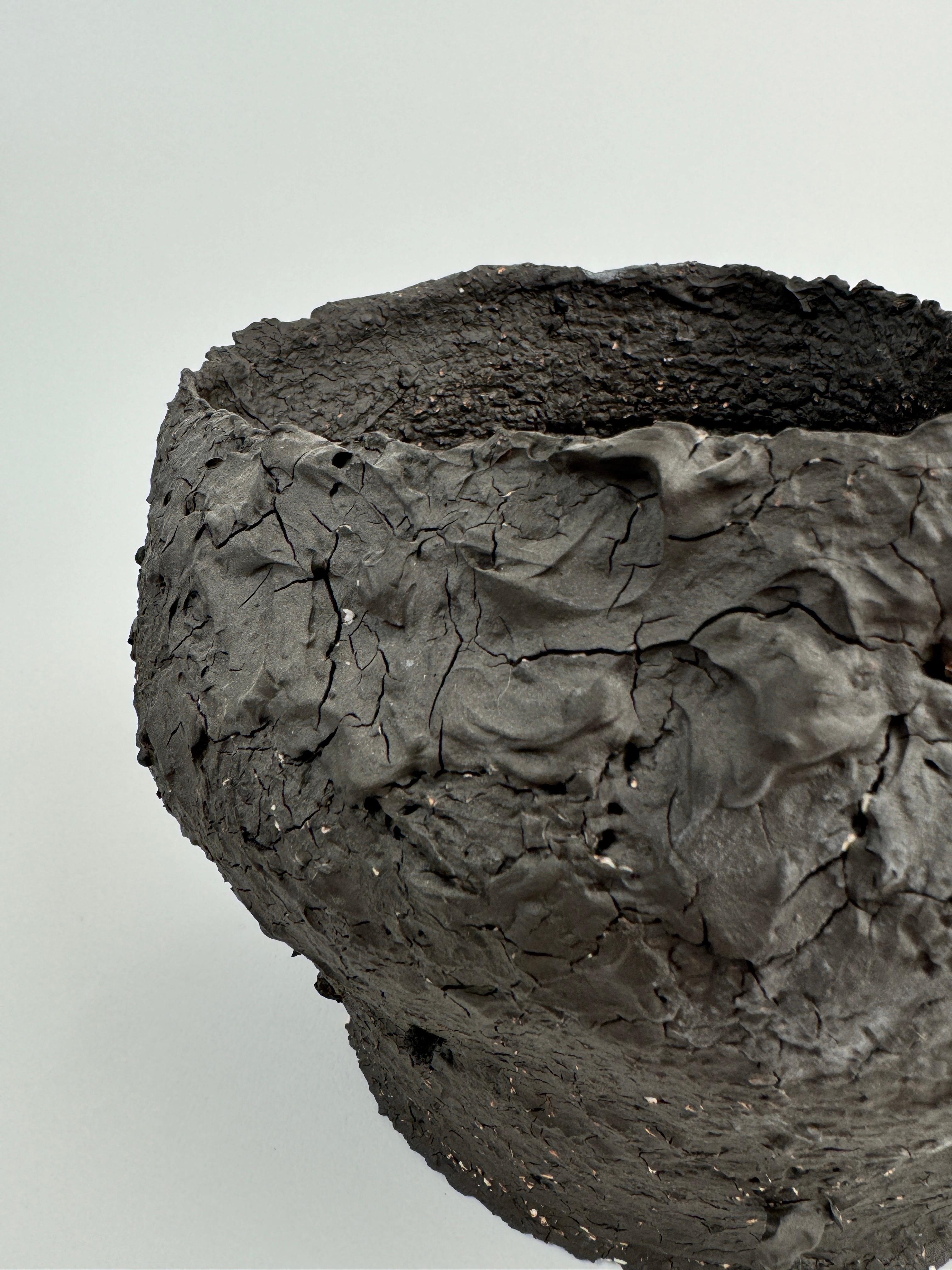 Stoneware Sculptural Ceramic Form in Charred Black Clay  One-of-a-Kind Collector’s Object For Sale