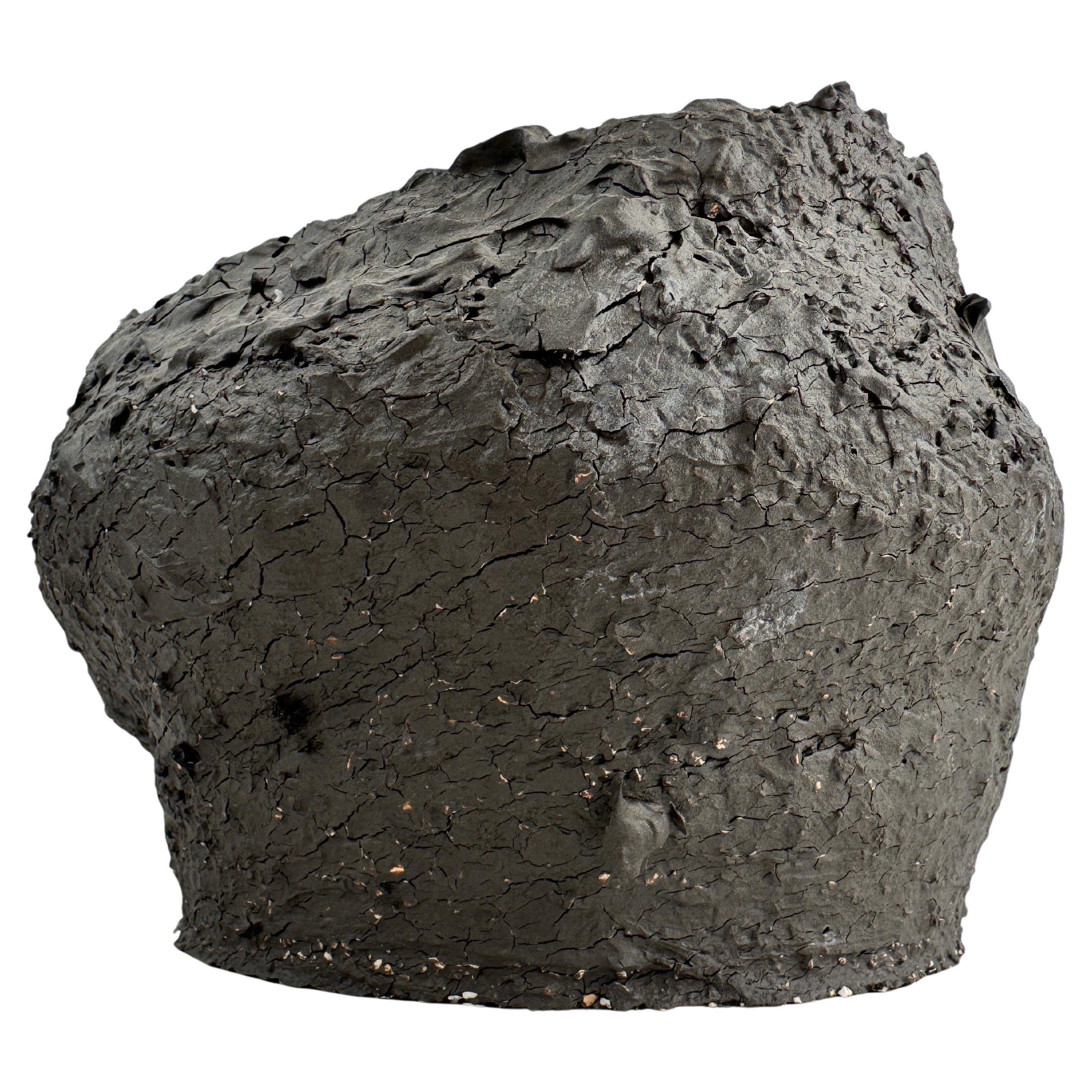 Sculptural Ceramic Form in Charred Black Clay  One-of-a-Kind Collector’s Object For Sale