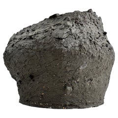 Sculptural Ceramic Form in Charred Black Clay  One-of-a-Kind Collector’s Object
