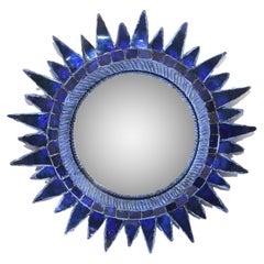 '50s Line Vautrin 'Soleil à Pointes N.3' Mirror in Blue Talosel