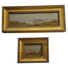 Paesine from Firenze, Toscana. Pair in golden frames.