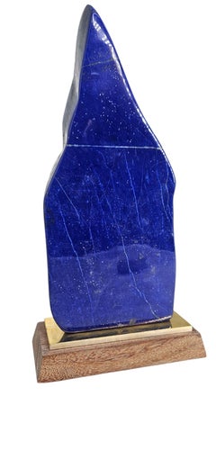 Lapis Lazuli on wood and brass stand (mineral weighs 4, 85lbs)