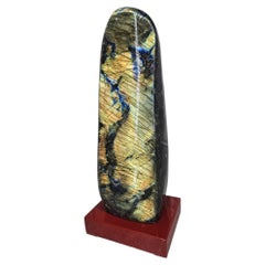 5 kg Labradorite Specimen with Gold & Blue Flash on Luxury Red Lacquered Stand