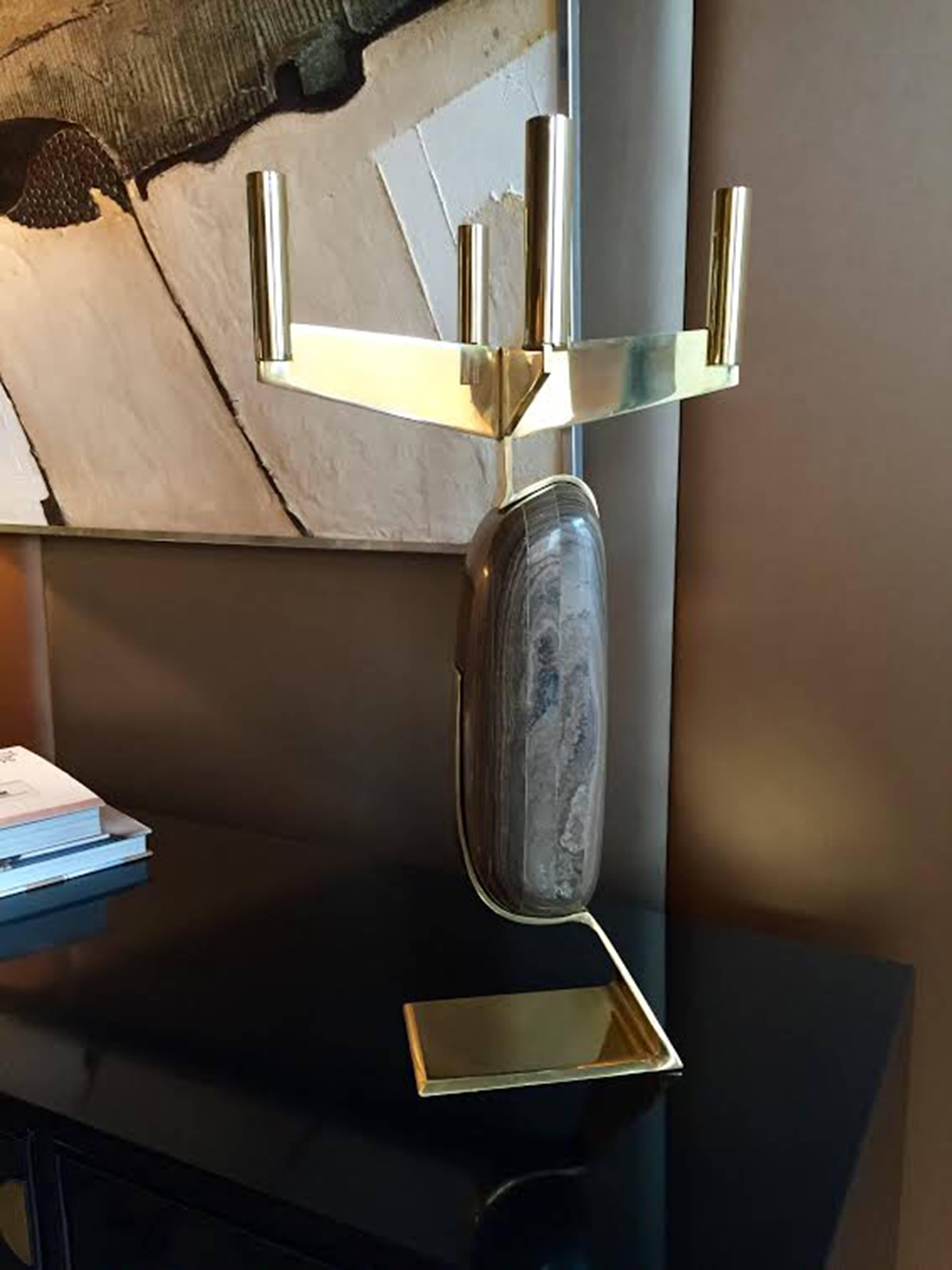 French Candll Brass Candelabra by Julien Aubin For Sale
