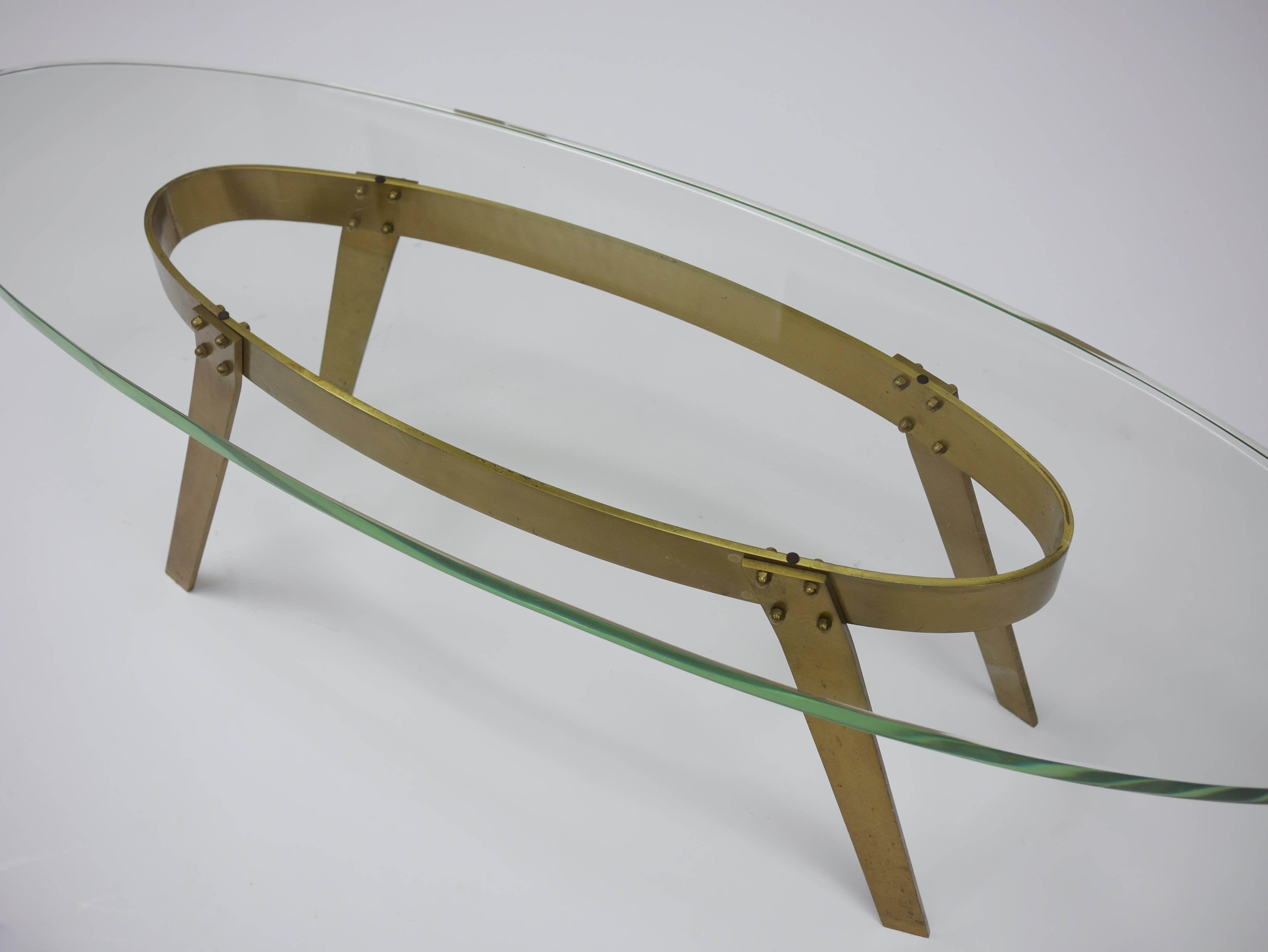 Brass Coffee Table in the Manner of Fontana Arte For Sale 3