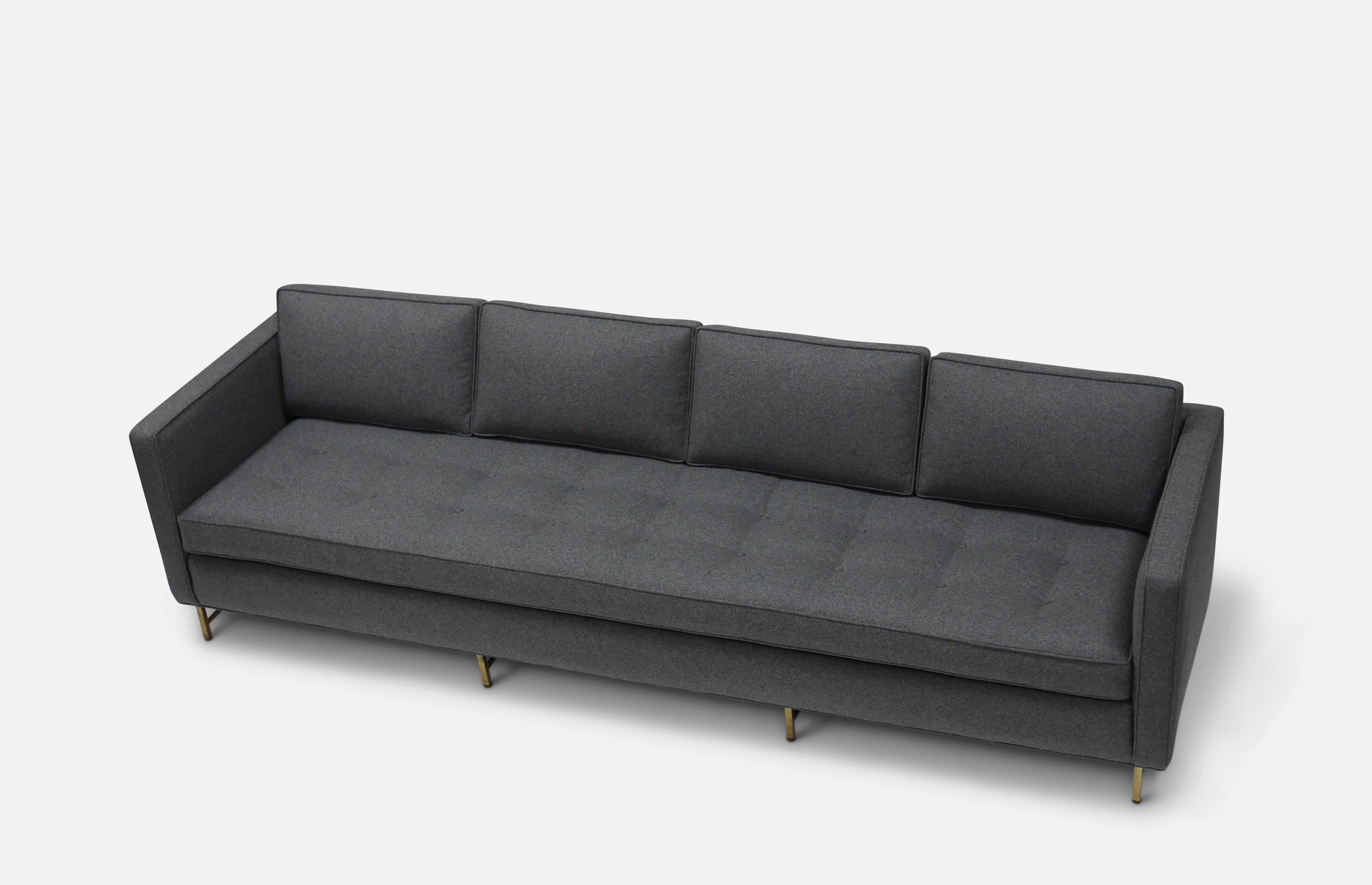 Mid-Century Modern Large Paul McCobb Tuxedo Sofa on Brass Base