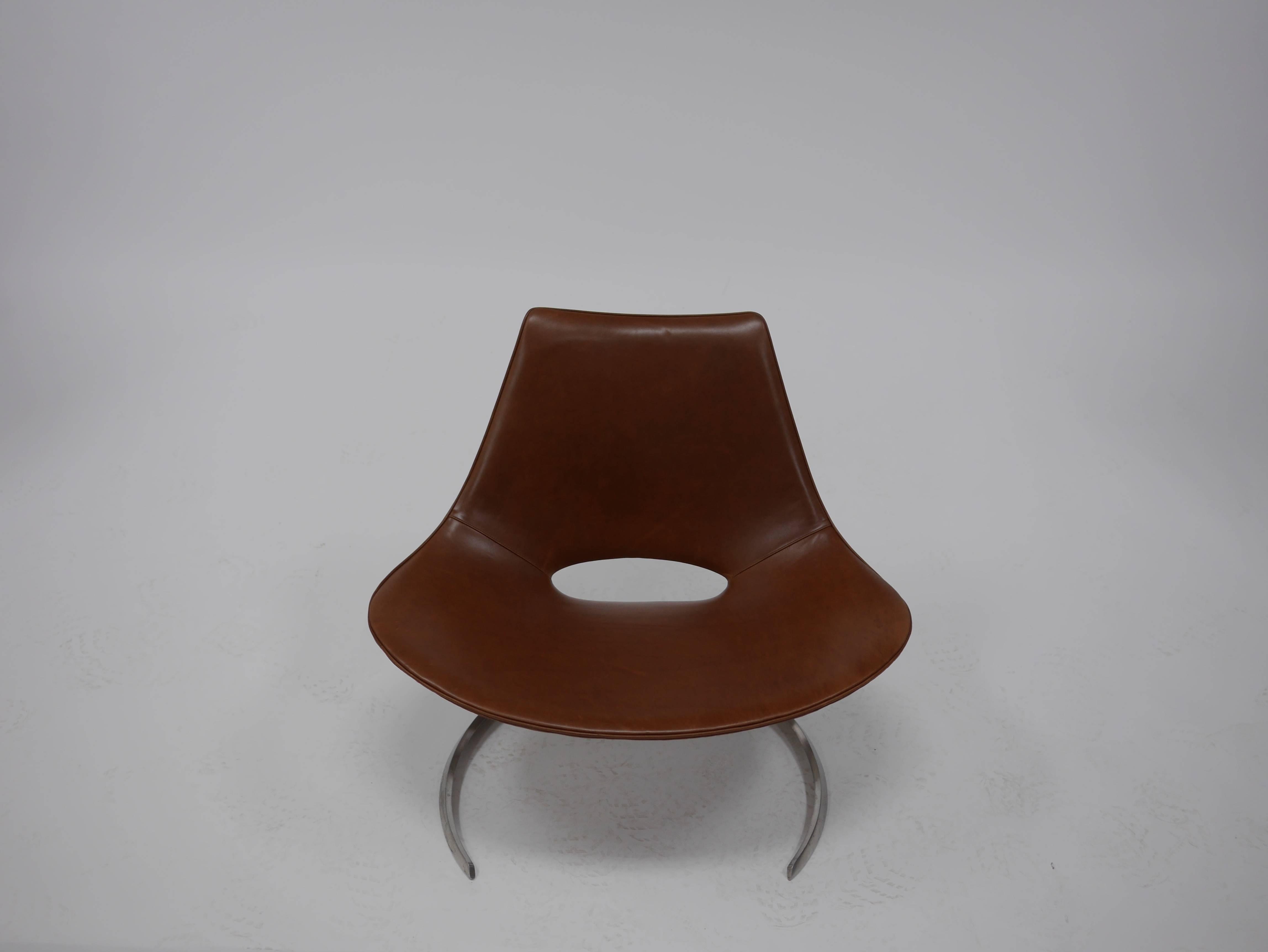 Early Scimitar Lounge Chair in Leather by Preben Fabricius and Jorgen Kastholm For Sale 3