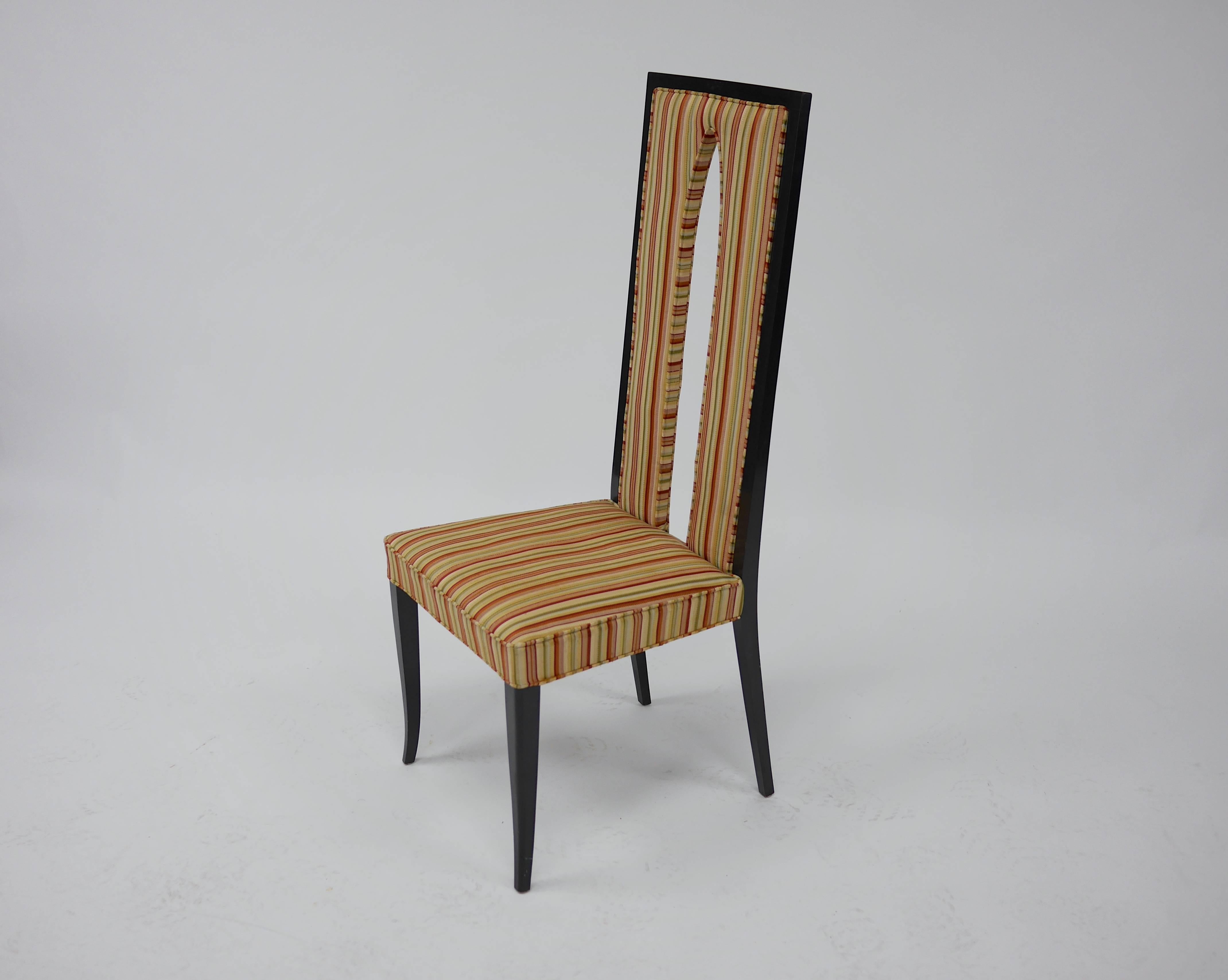 Walnut Pair of Italian High Back Sabre Leg Chairs in the Manner of Gio Ponti For Sale
