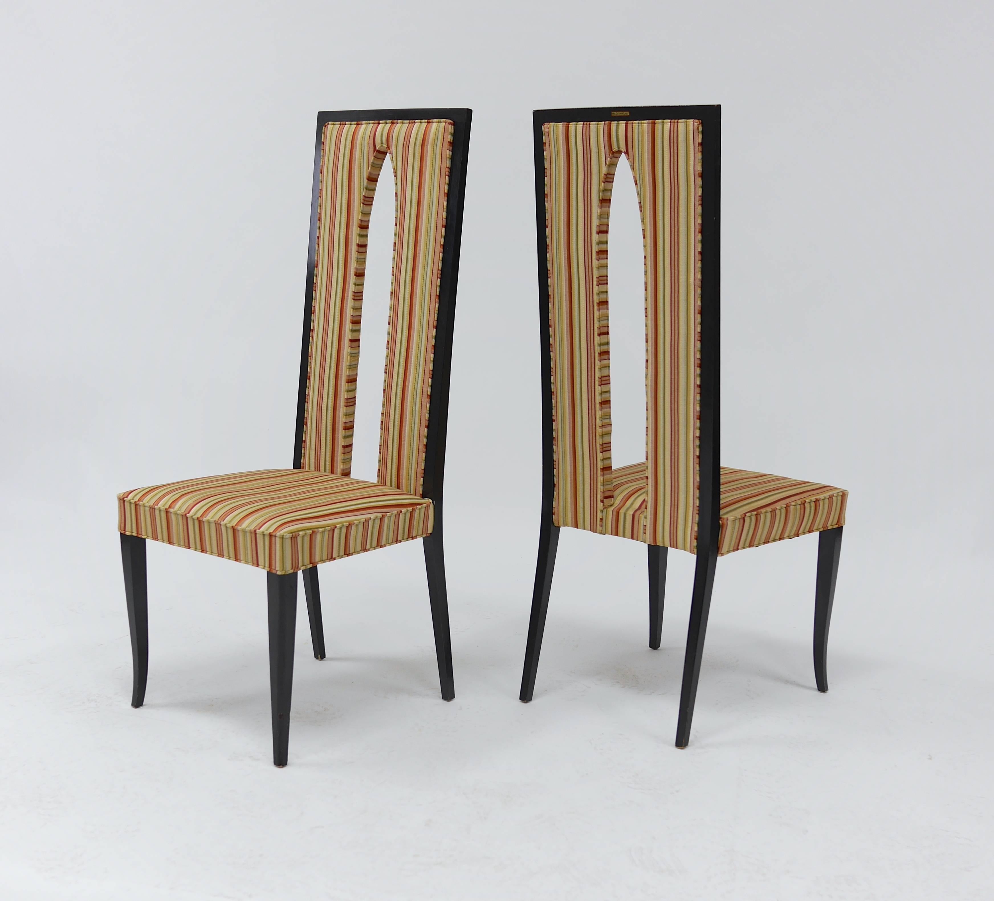 Pair of Italian High Back Sabre Leg Chairs in the Manner of Gio Ponti For Sale 4