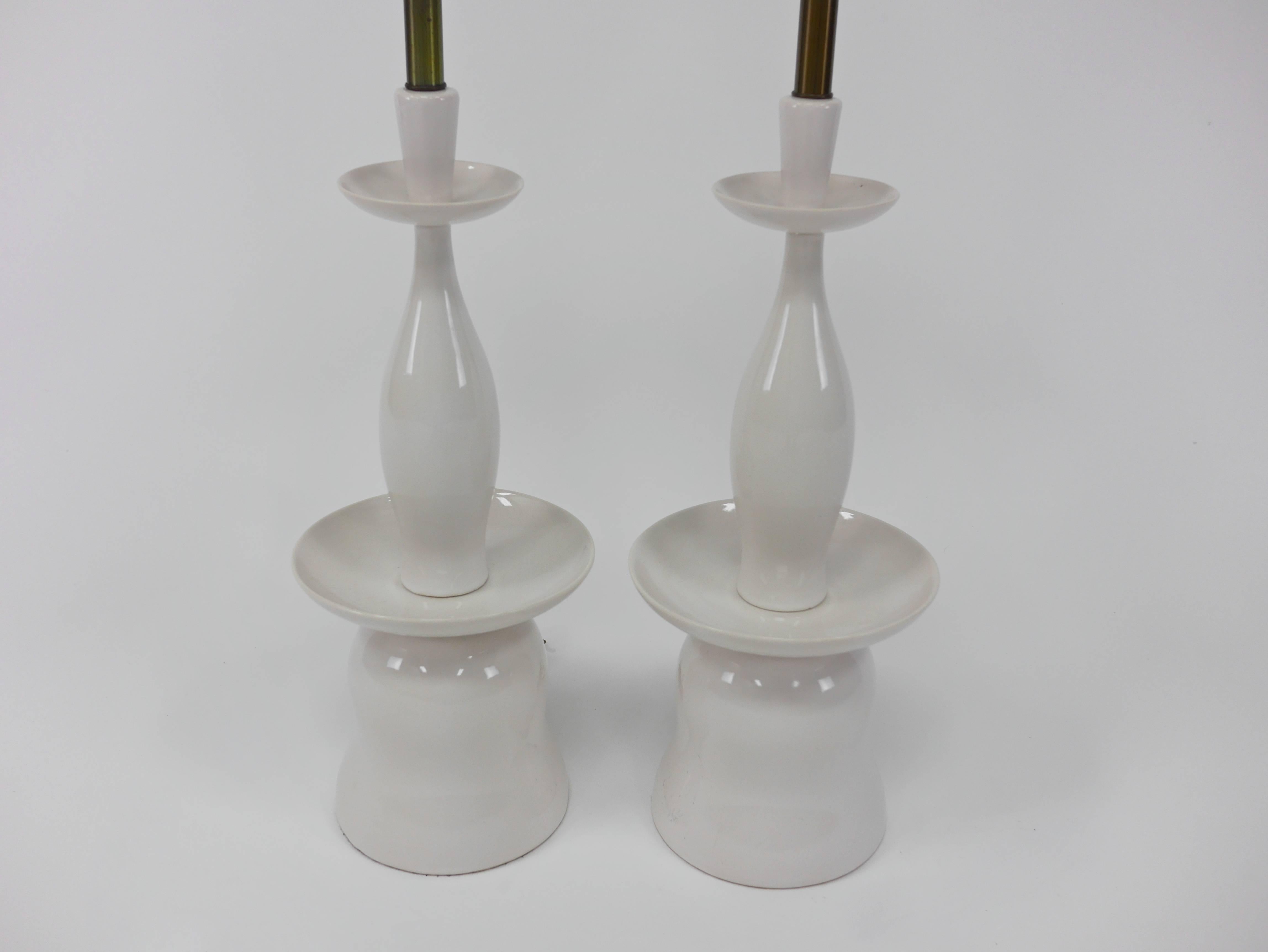 Pair of Large Stacked Porcelain Lamps by Gerald Thurston for Lightolier 3