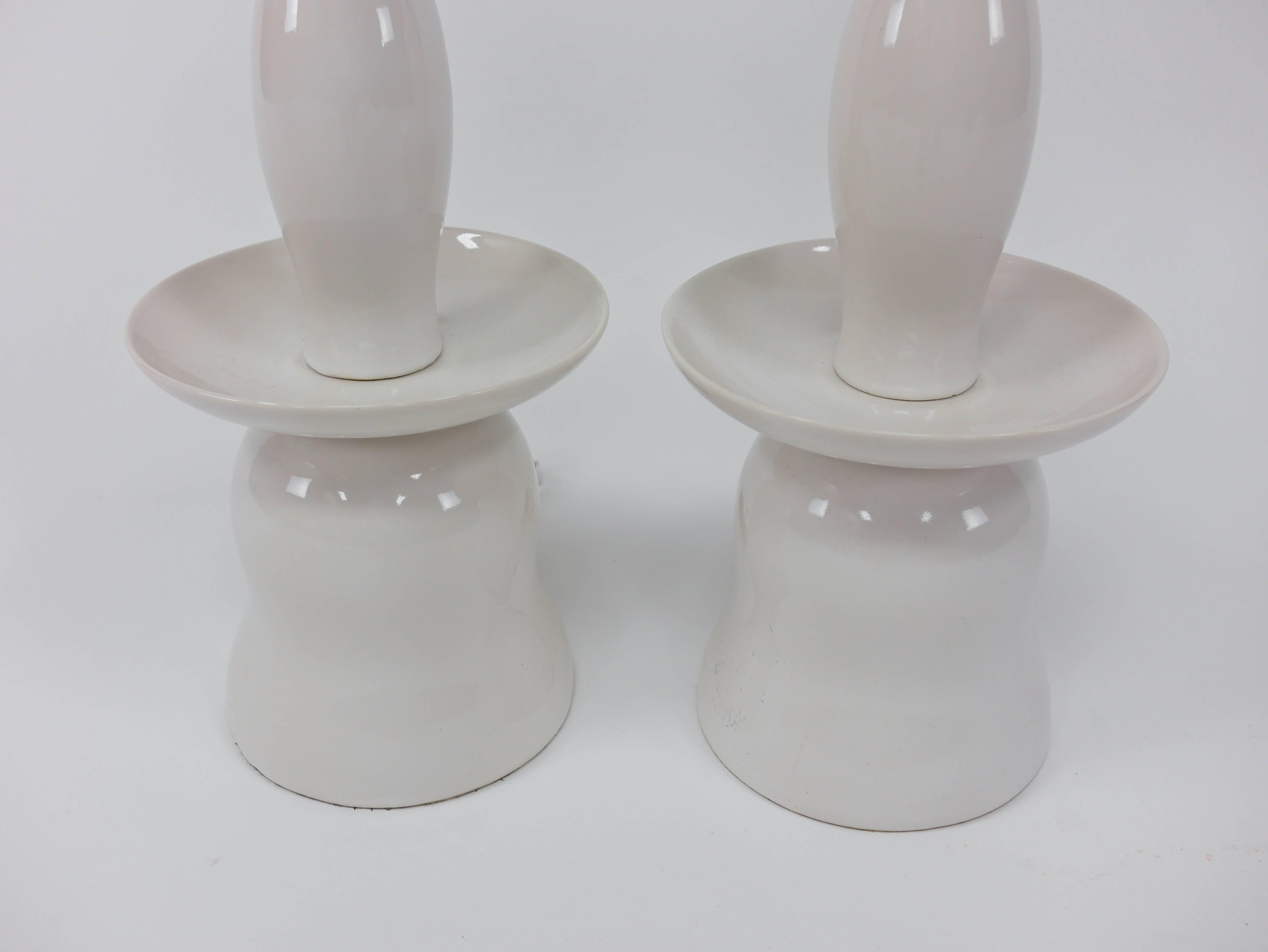 Pair of Large Stacked Porcelain Lamps by Gerald Thurston for Lightolier 4