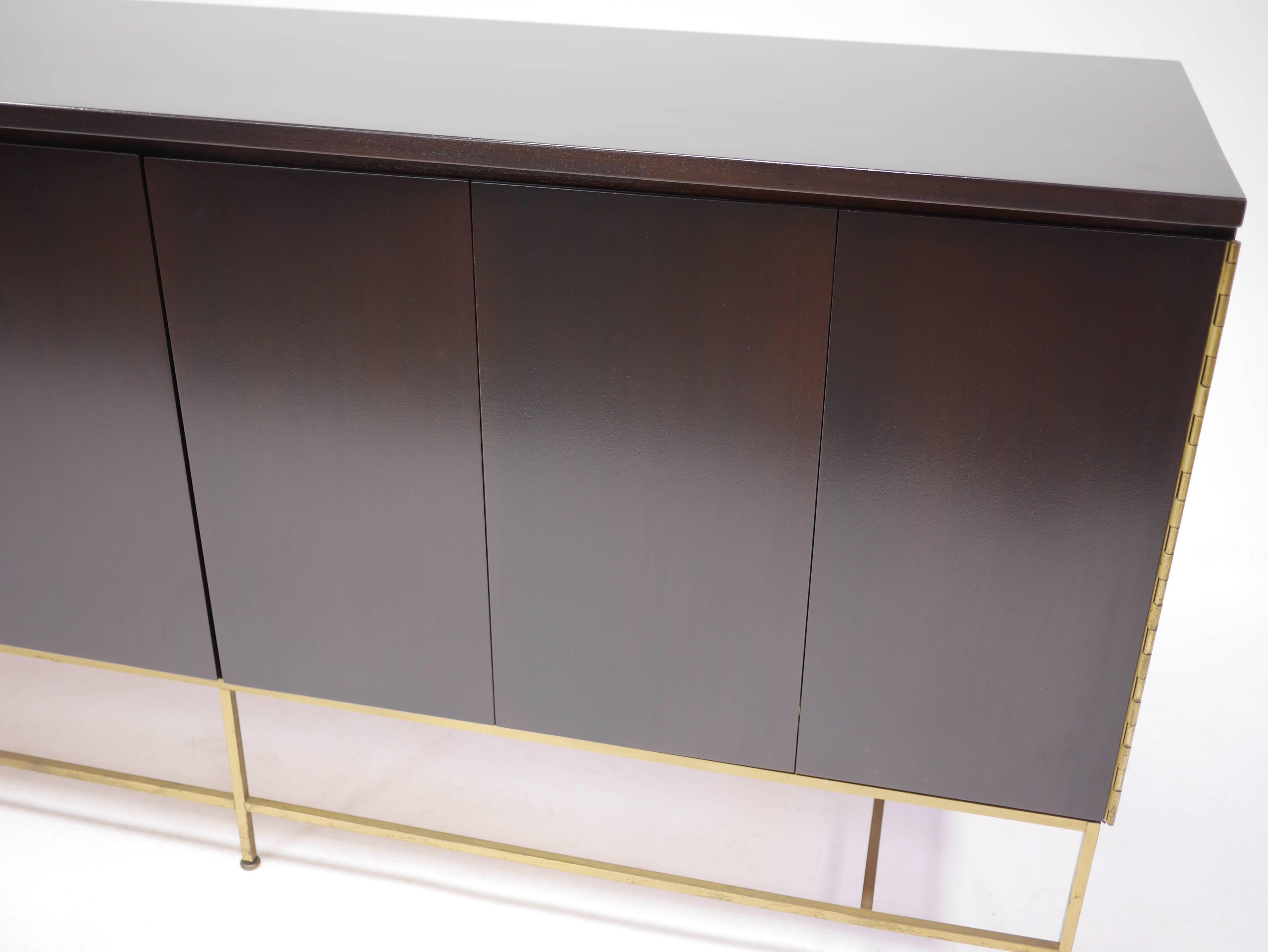 Mahogany and Brass Credenza by Paul McCobb for the Calvin Group 1