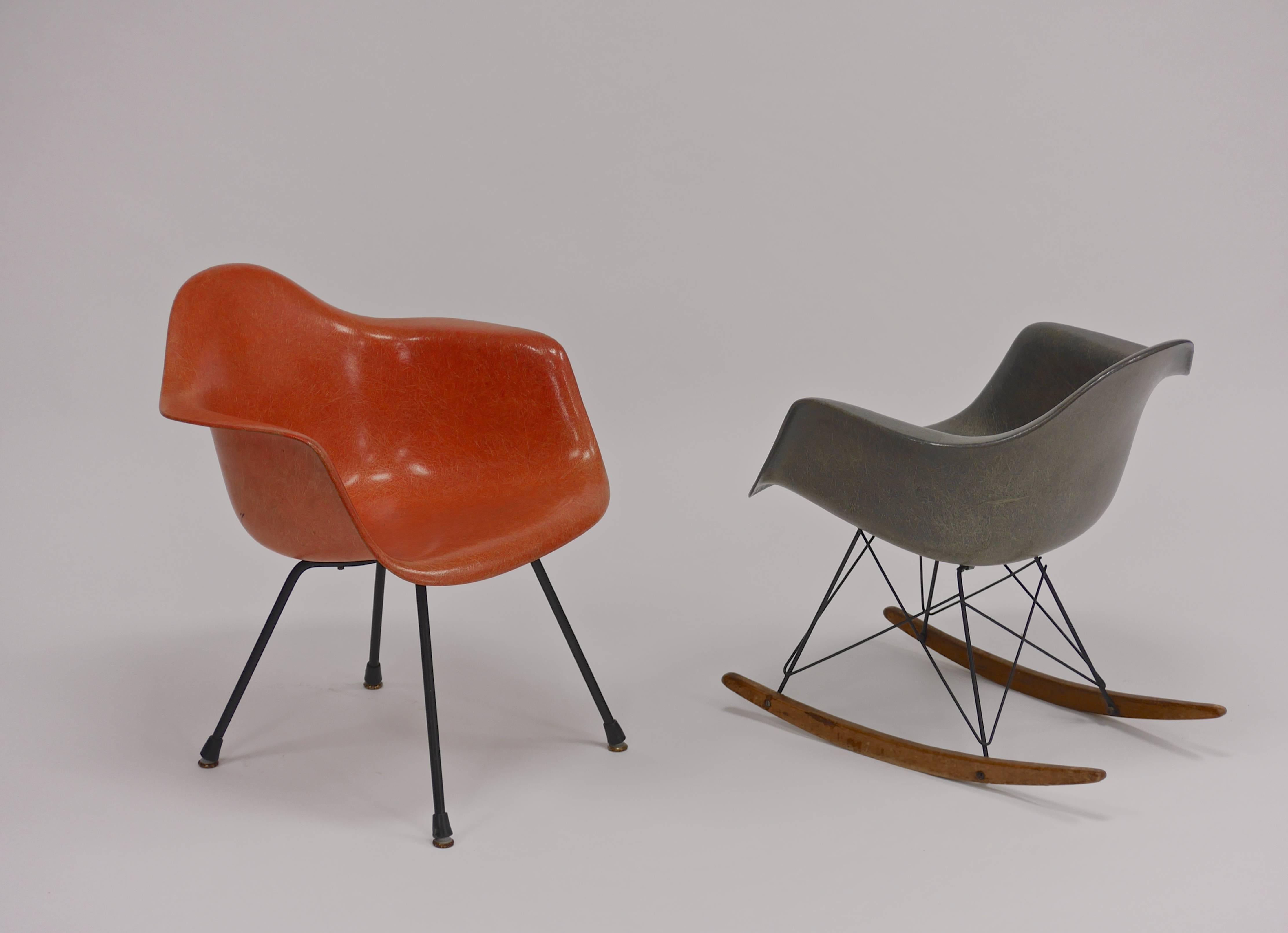 Fiberglass Iconic Rocker and Lounge Chair by Charles Eames for Zenith Plastics For Sale