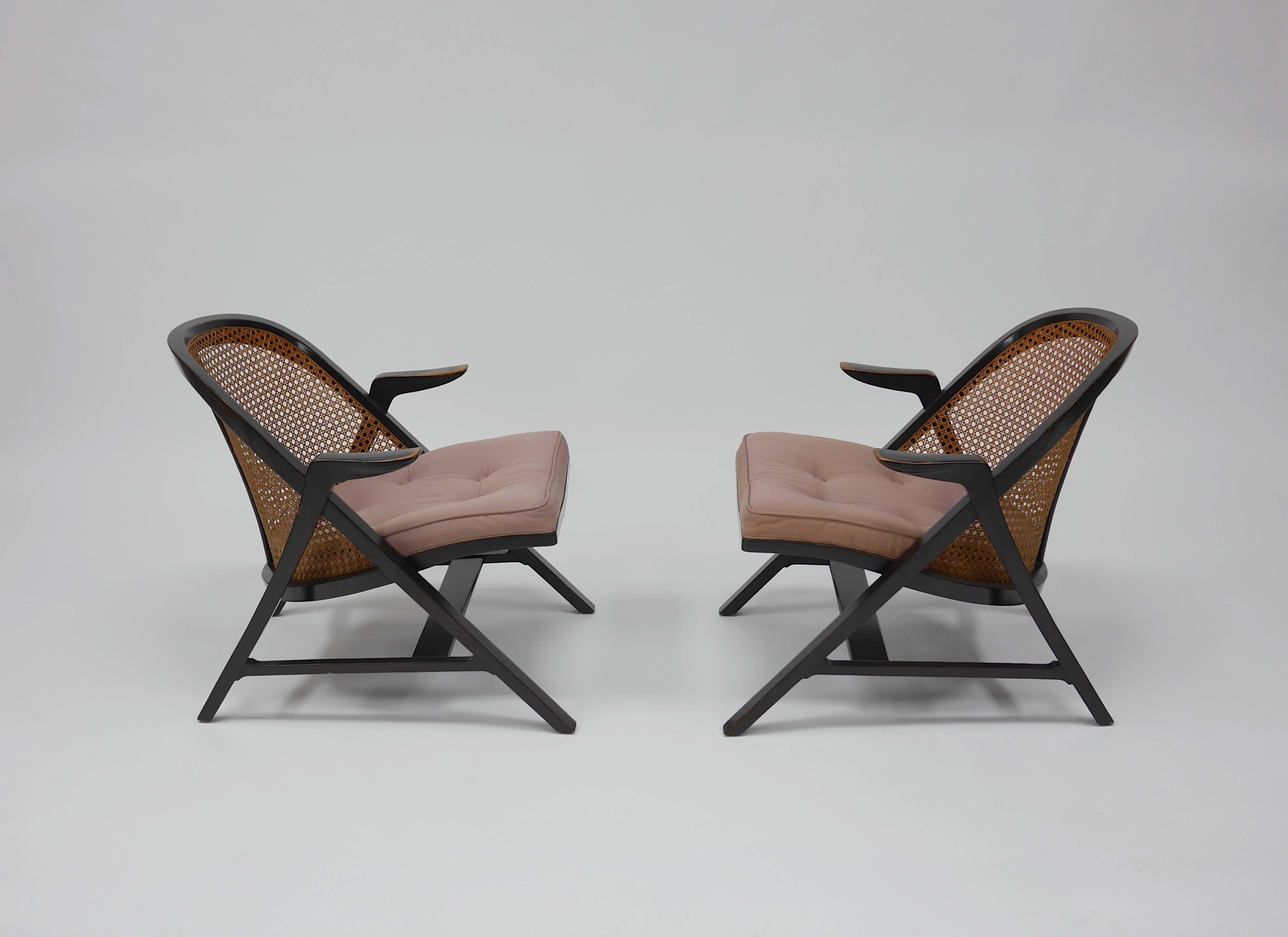 Mid-Century Modern Pair of A-Frame Lounge Chairs by Edward Wormley for Dunbar