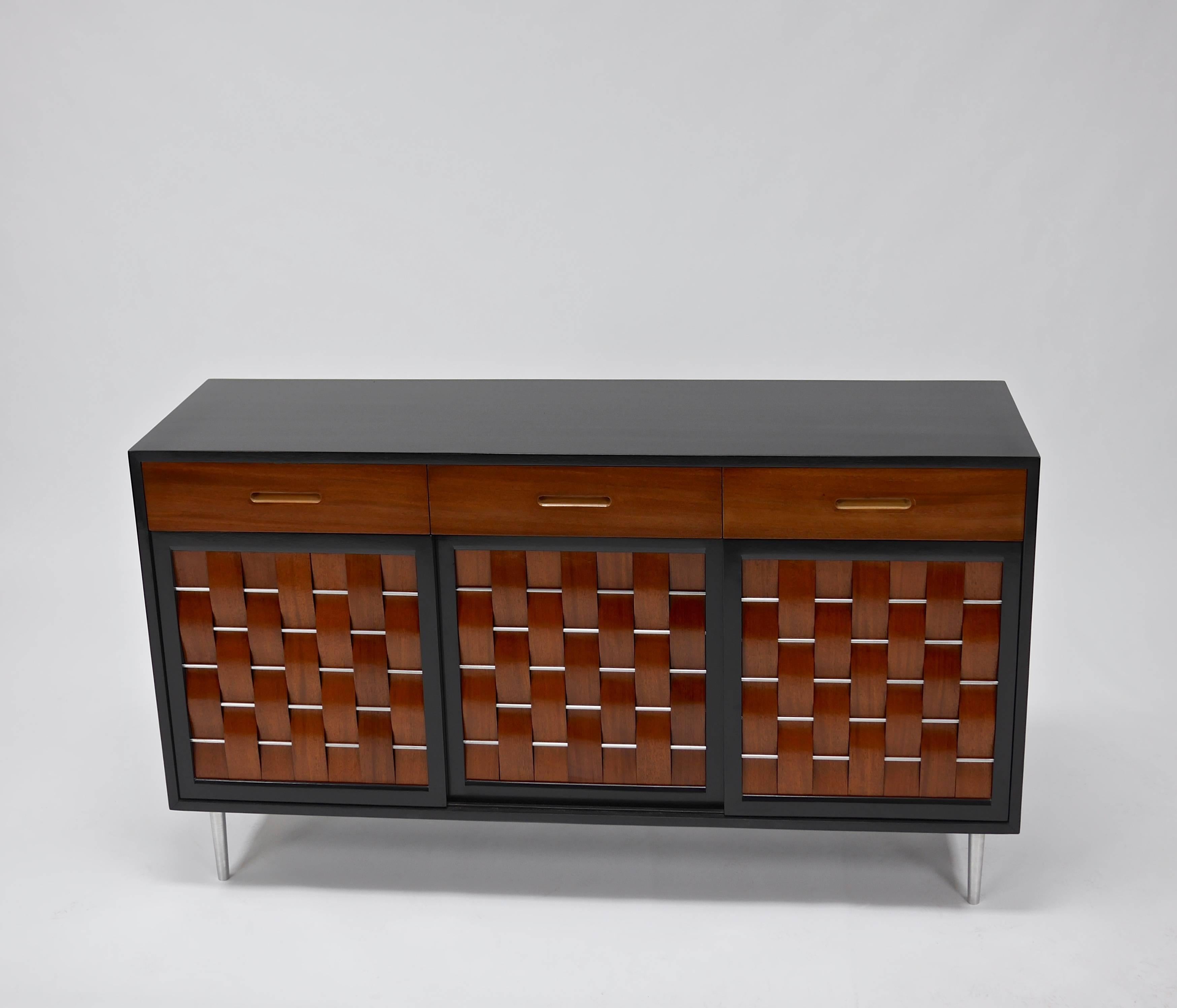 Mid-Century Modern Woven Front Credenza by Edward Wormley for Dunbar