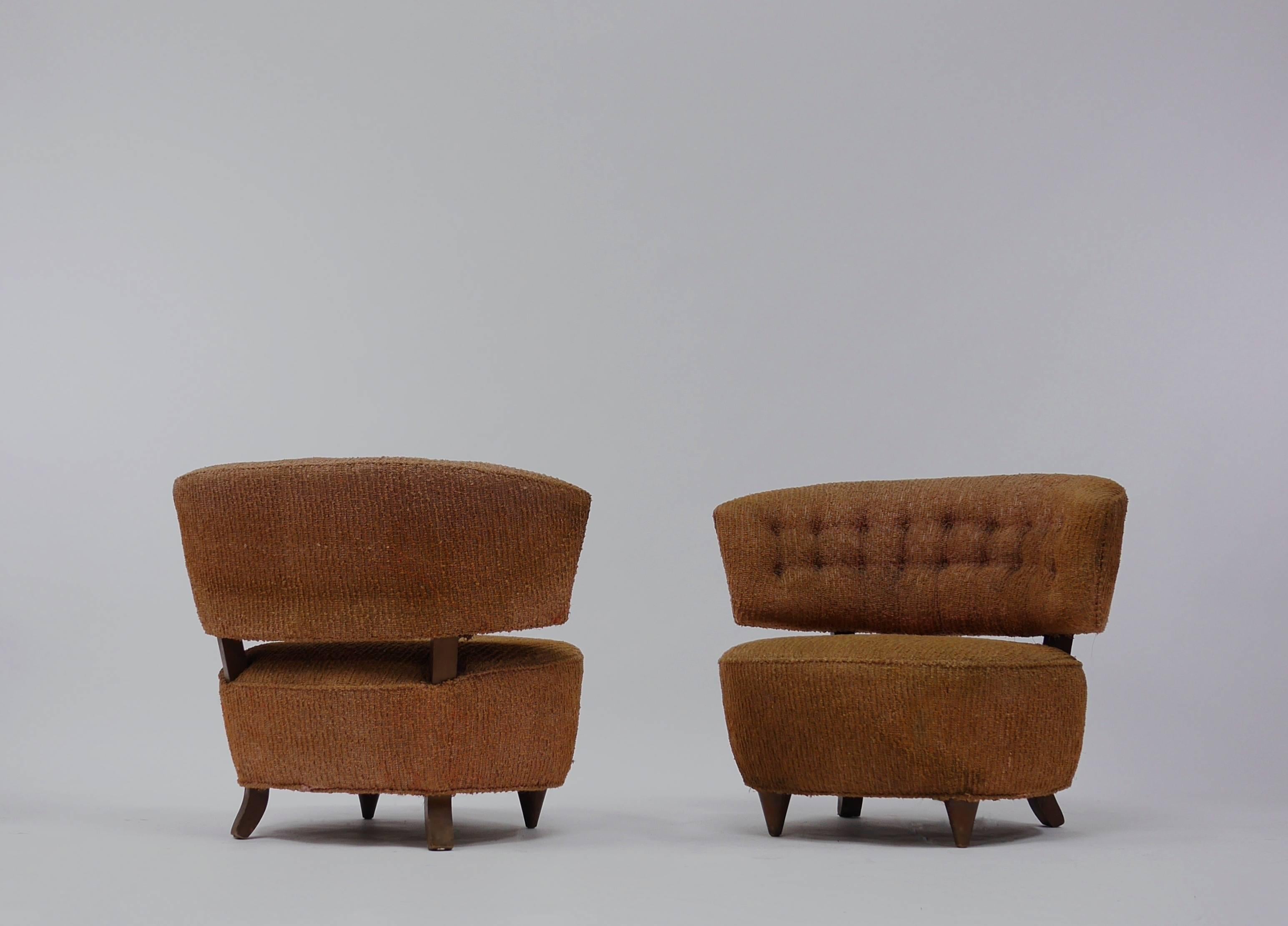 Art Deco Pair of Gilbert Rohde Slipper Lounge Chairs