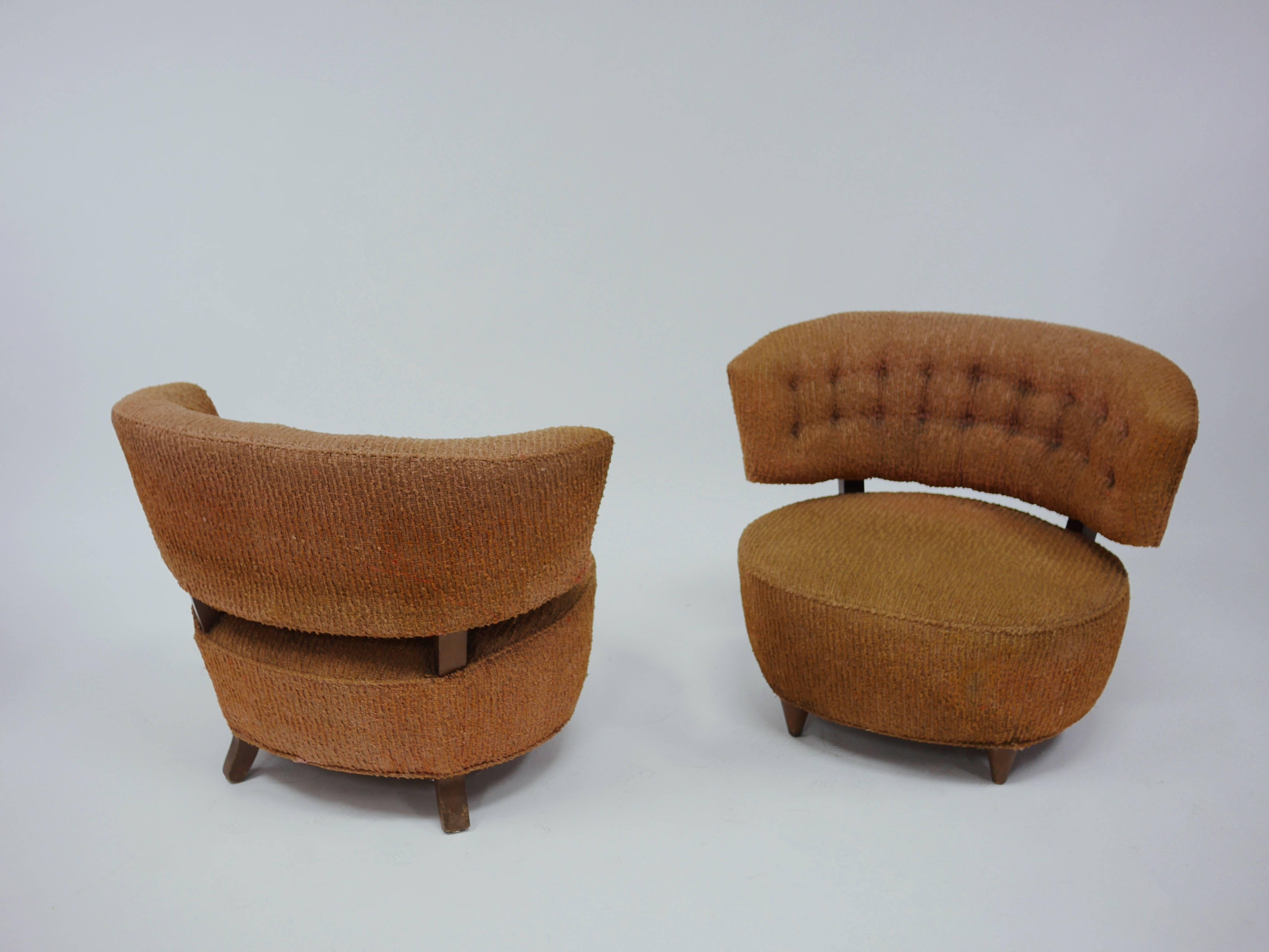 Pair of Gilbert Rohde Slipper Lounge Chairs In Good Condition In Hadley, MA