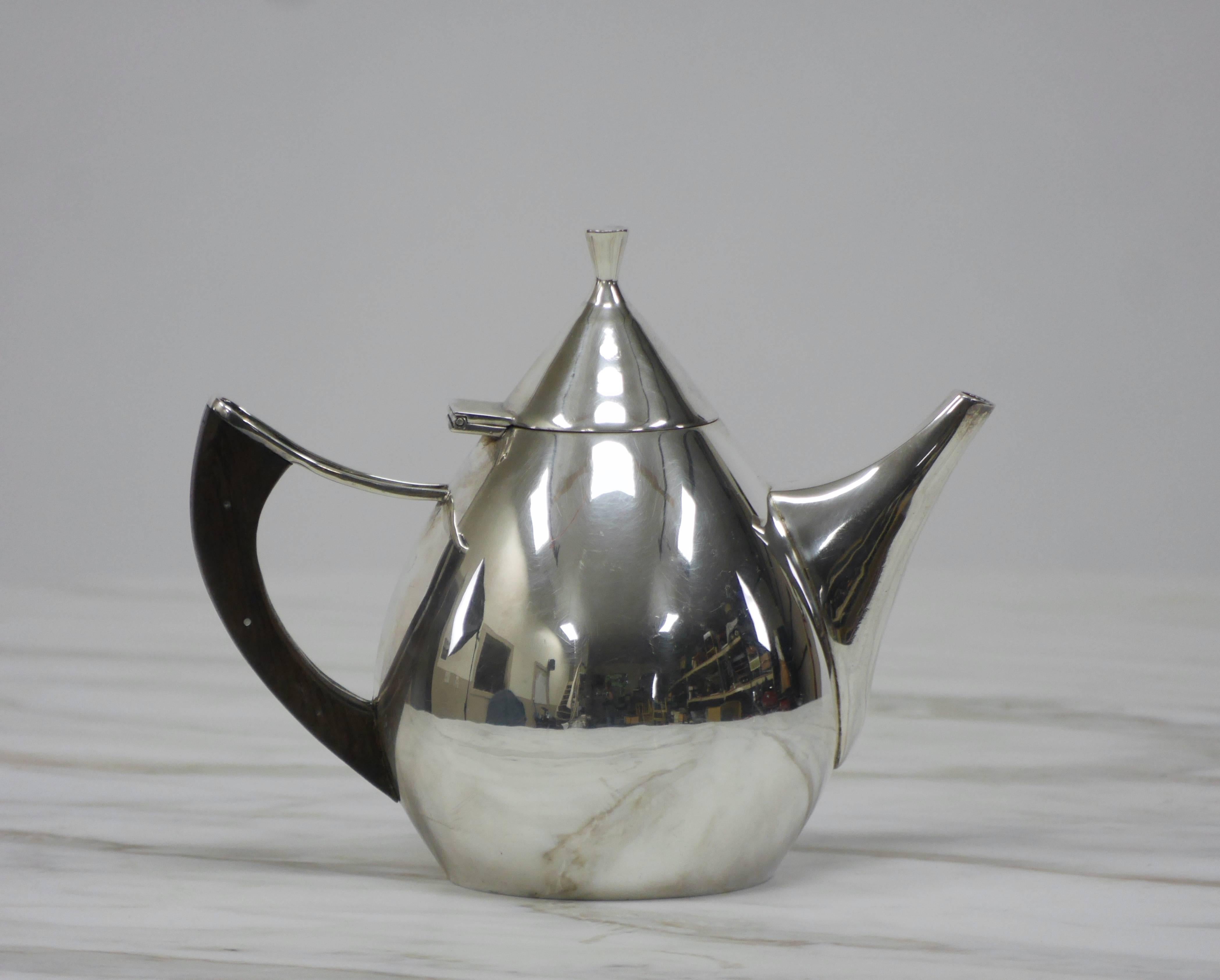 Mid-Century Modern Mid-Century Sterling and Rosewood Tea Service by Bernice Goodspeed For Sale