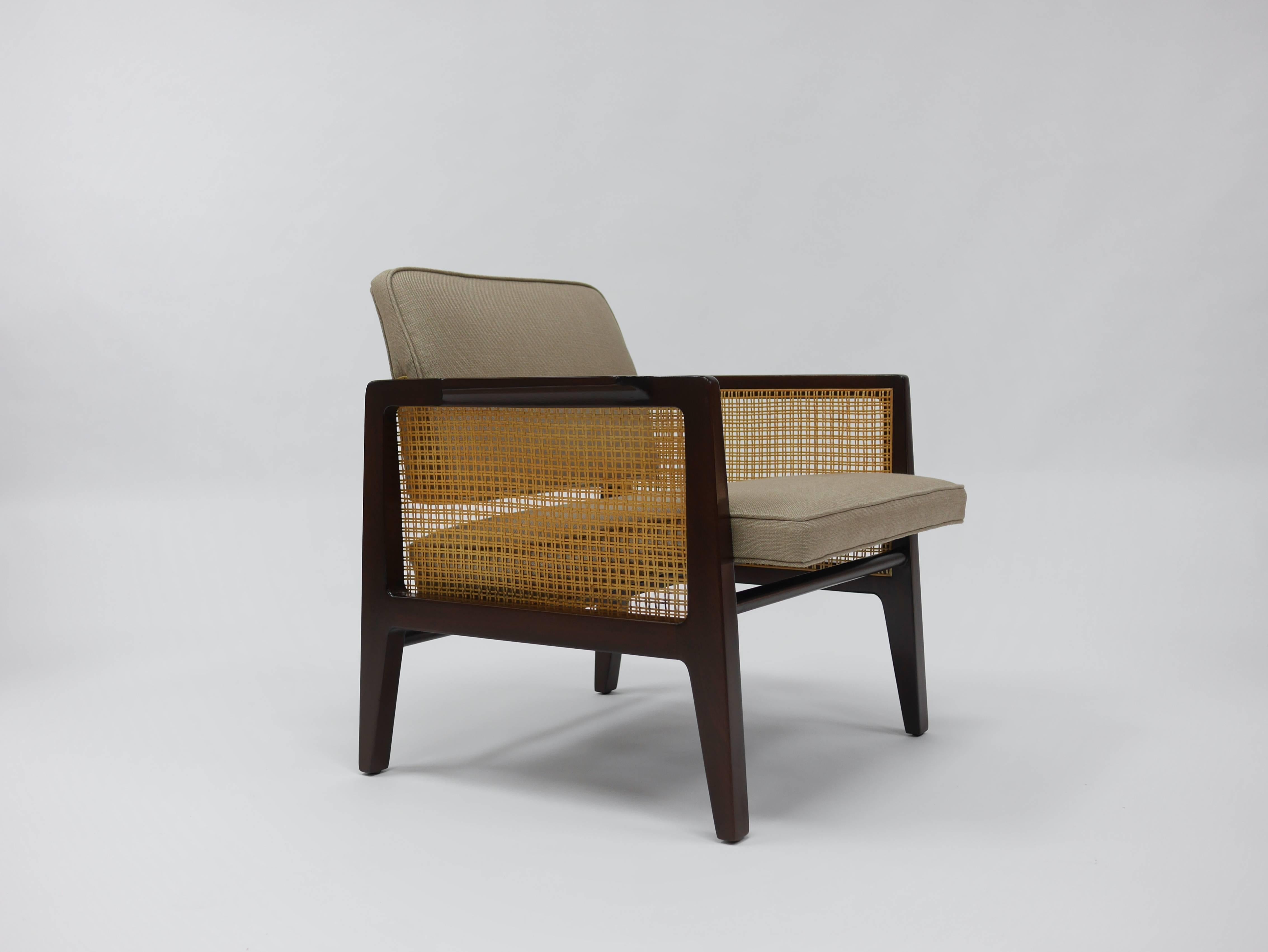 20th Century Pair of Edward Wormley for Dunbar Cane Sided Lounge Chairs For Sale