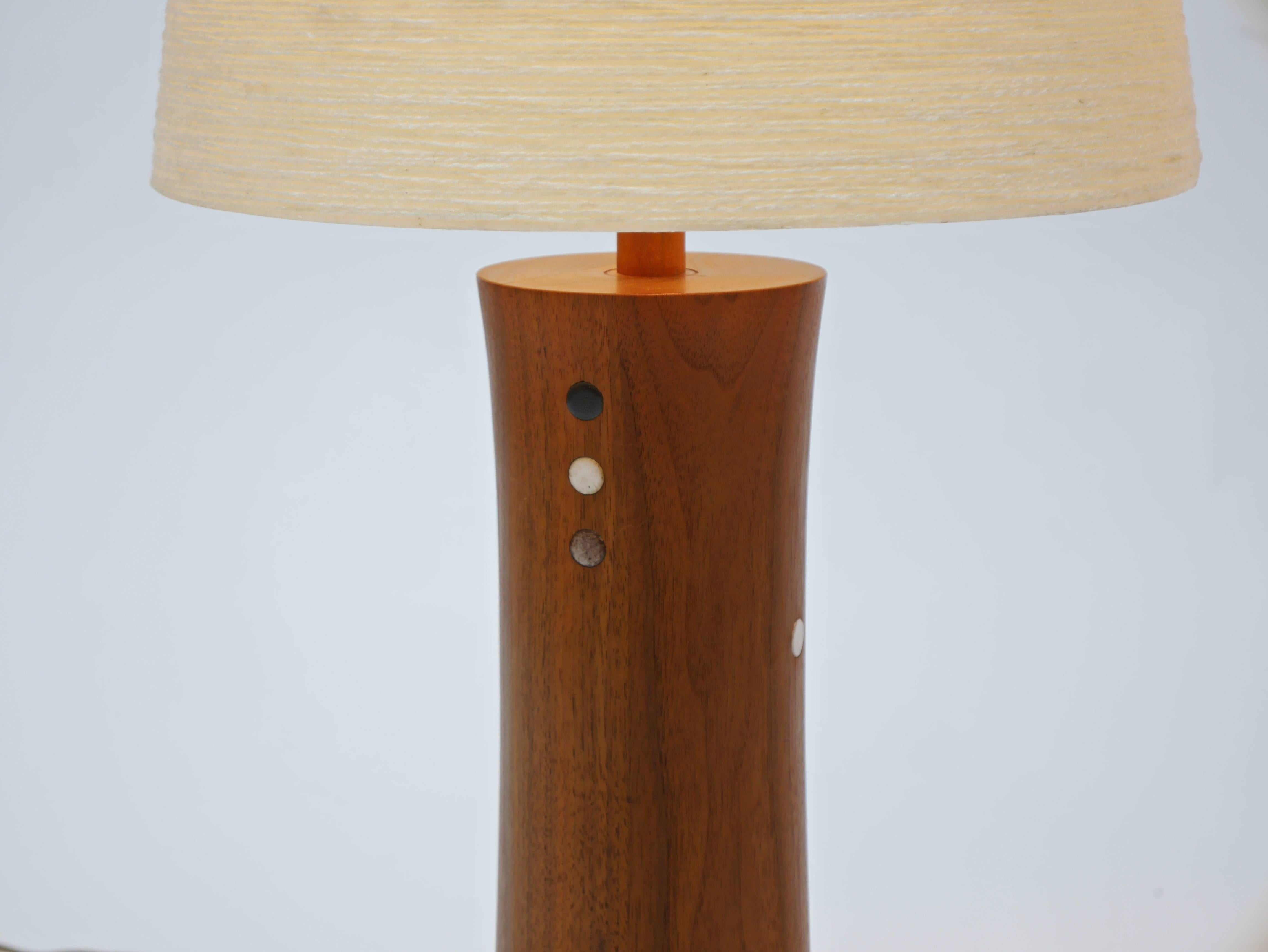 Mid-Century Modern Pair of Turned Walnut and Tile Table Lamps by Gordon and Jane Martz For Sale