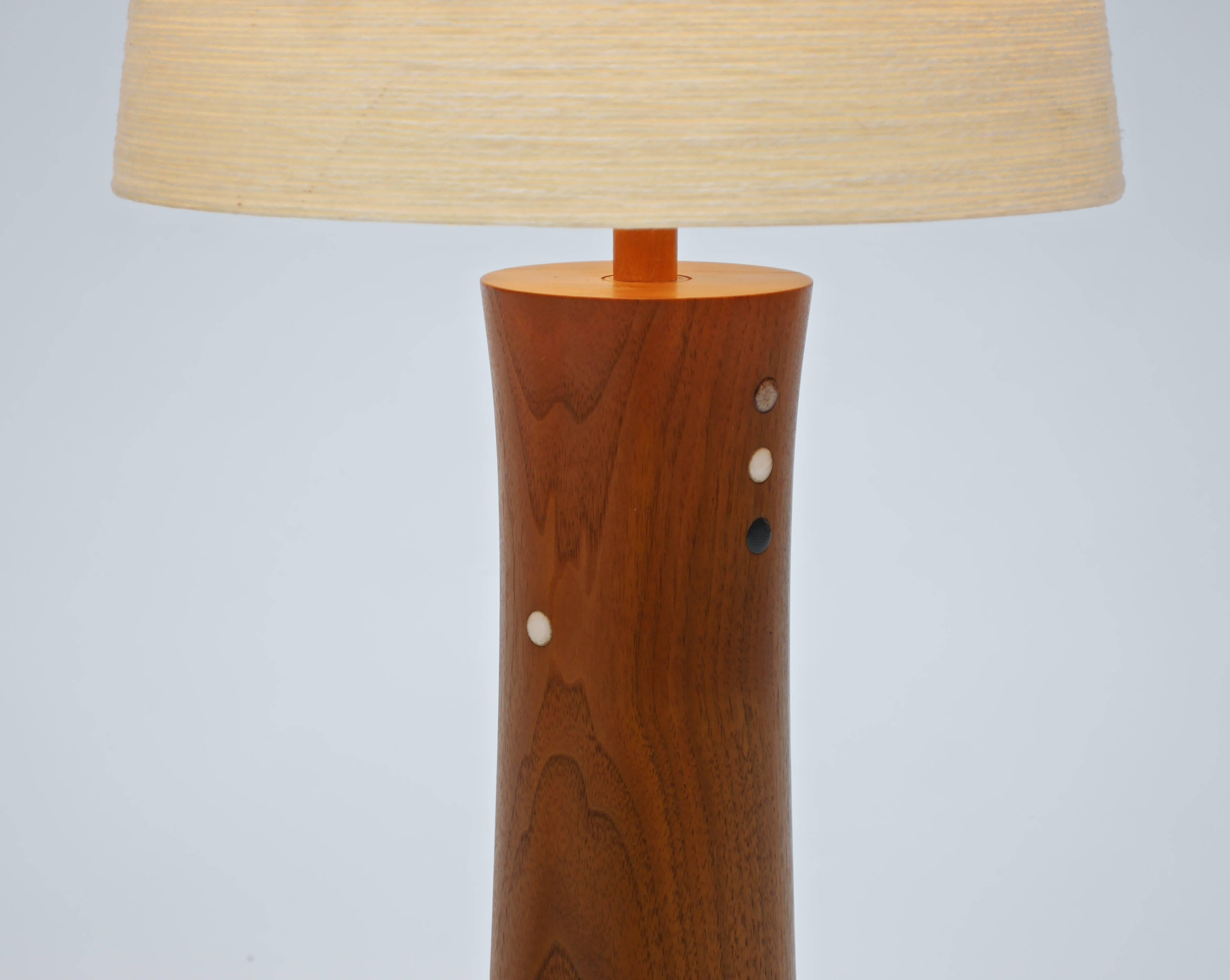 20th Century Pair of Turned Walnut and Tile Table Lamps by Gordon and Jane Martz For Sale
