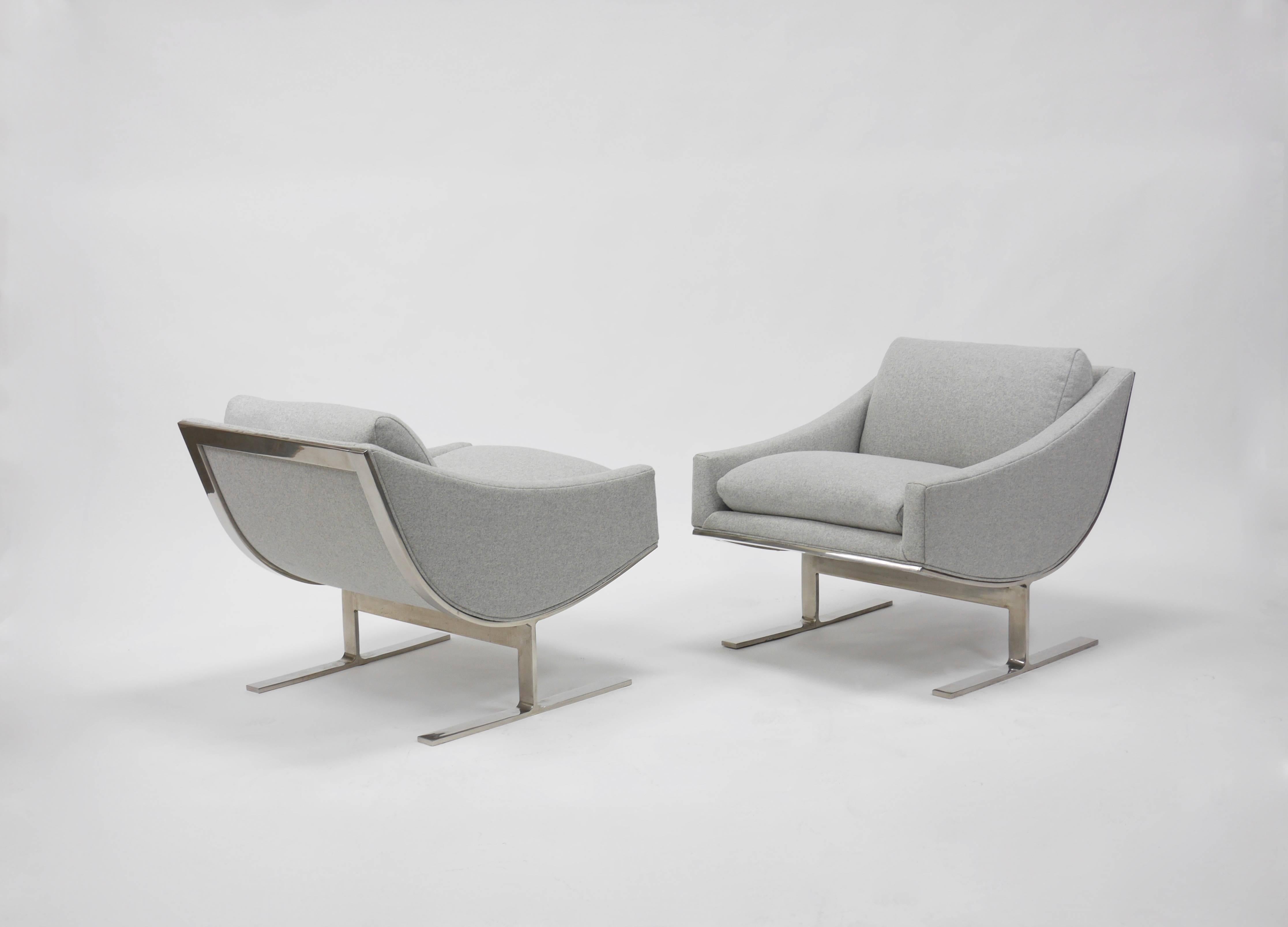 Mid-Century Modern Pair of Kipp Stewart Arc Lounge Chairs