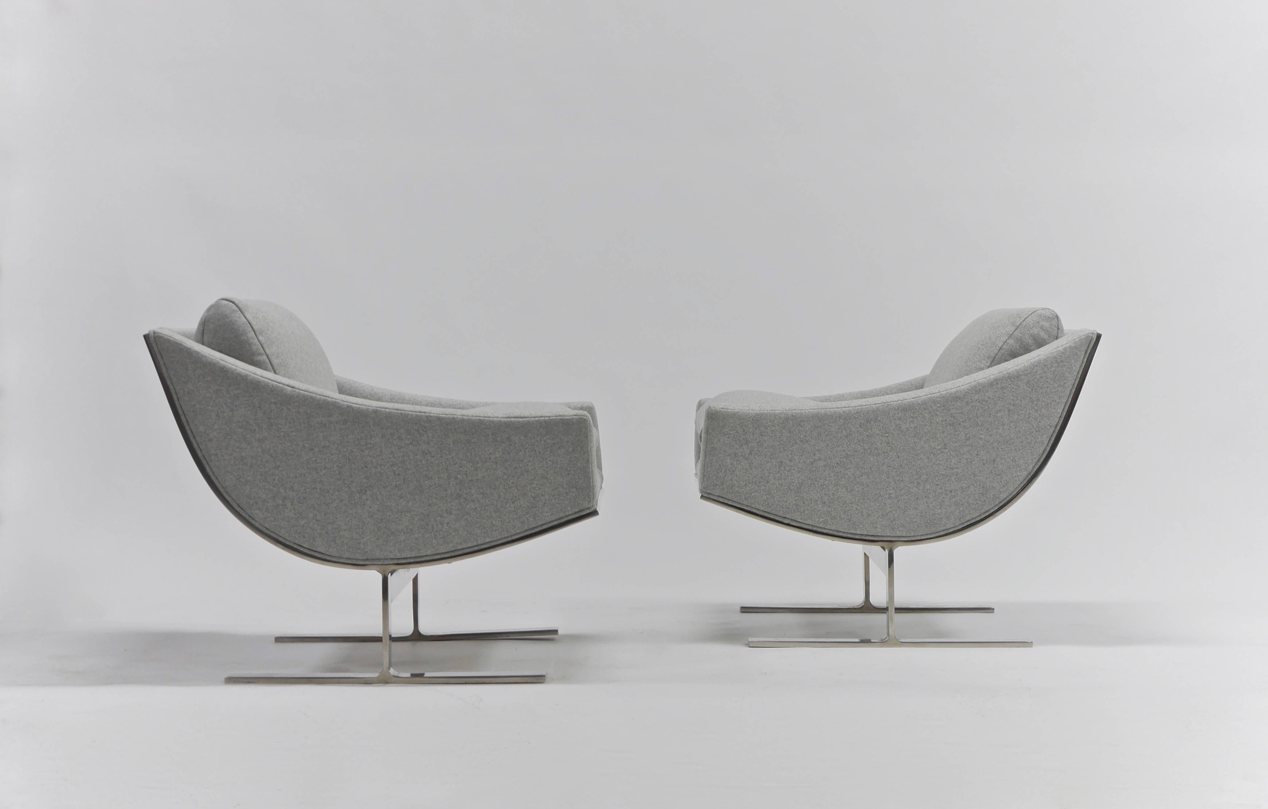 Stainless Steel Pair of Kipp Stewart Arc Lounge Chairs