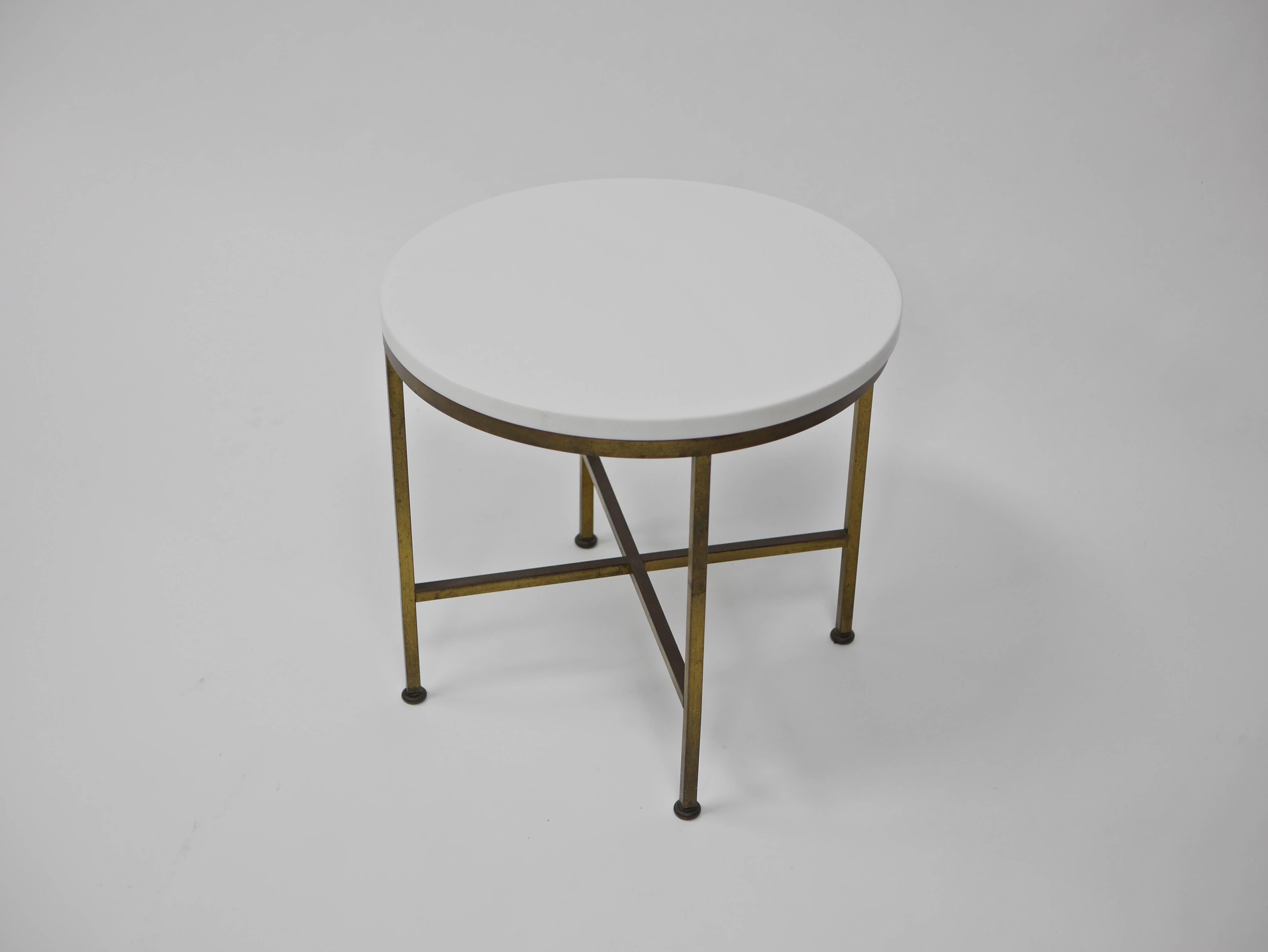 Rare Brass and Vitrolite Cigarette Table by Paul McCobb 2