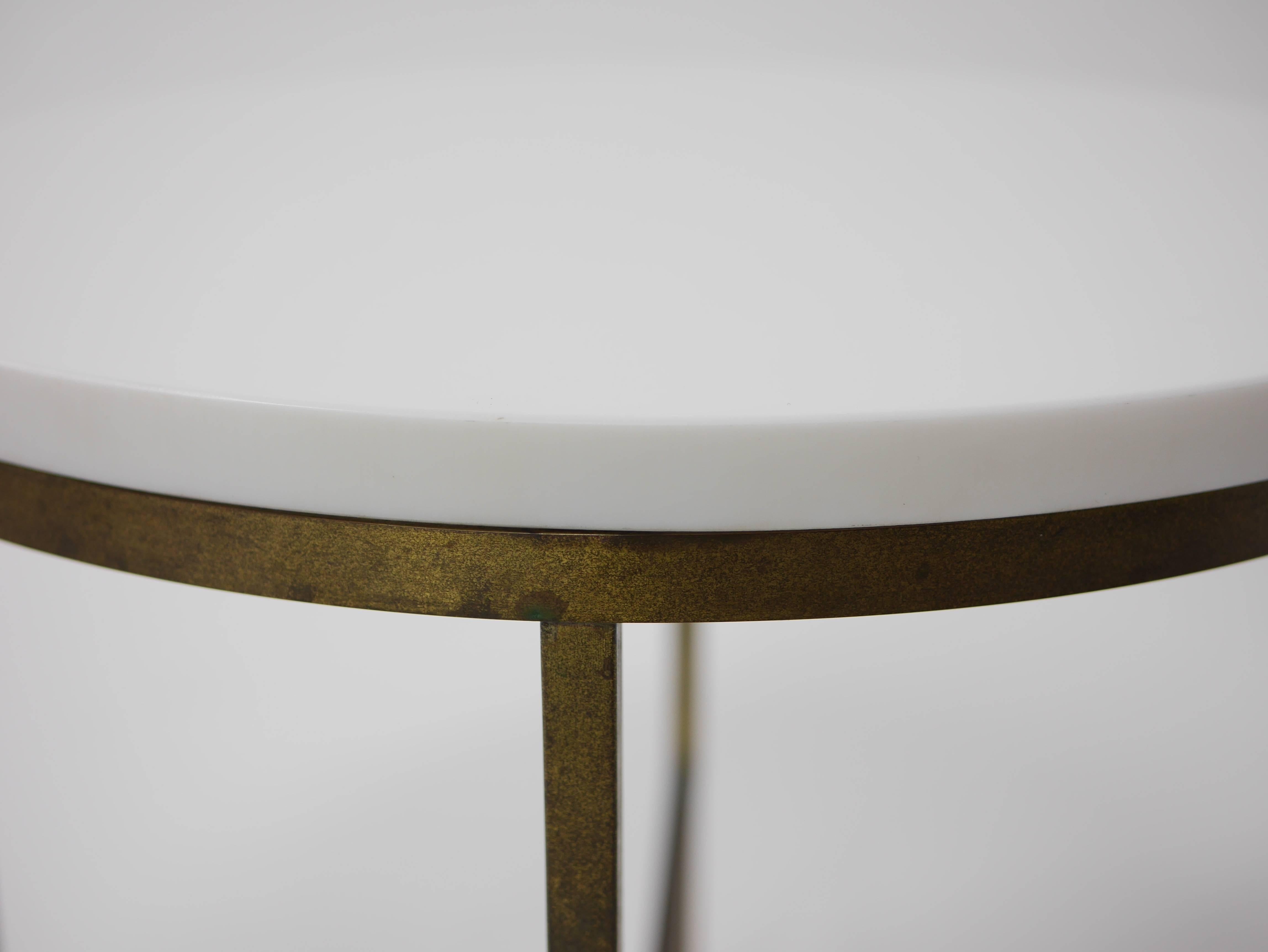 Rare Brass and Vitrolite Cigarette Table by Paul McCobb In Excellent Condition In Hadley, MA