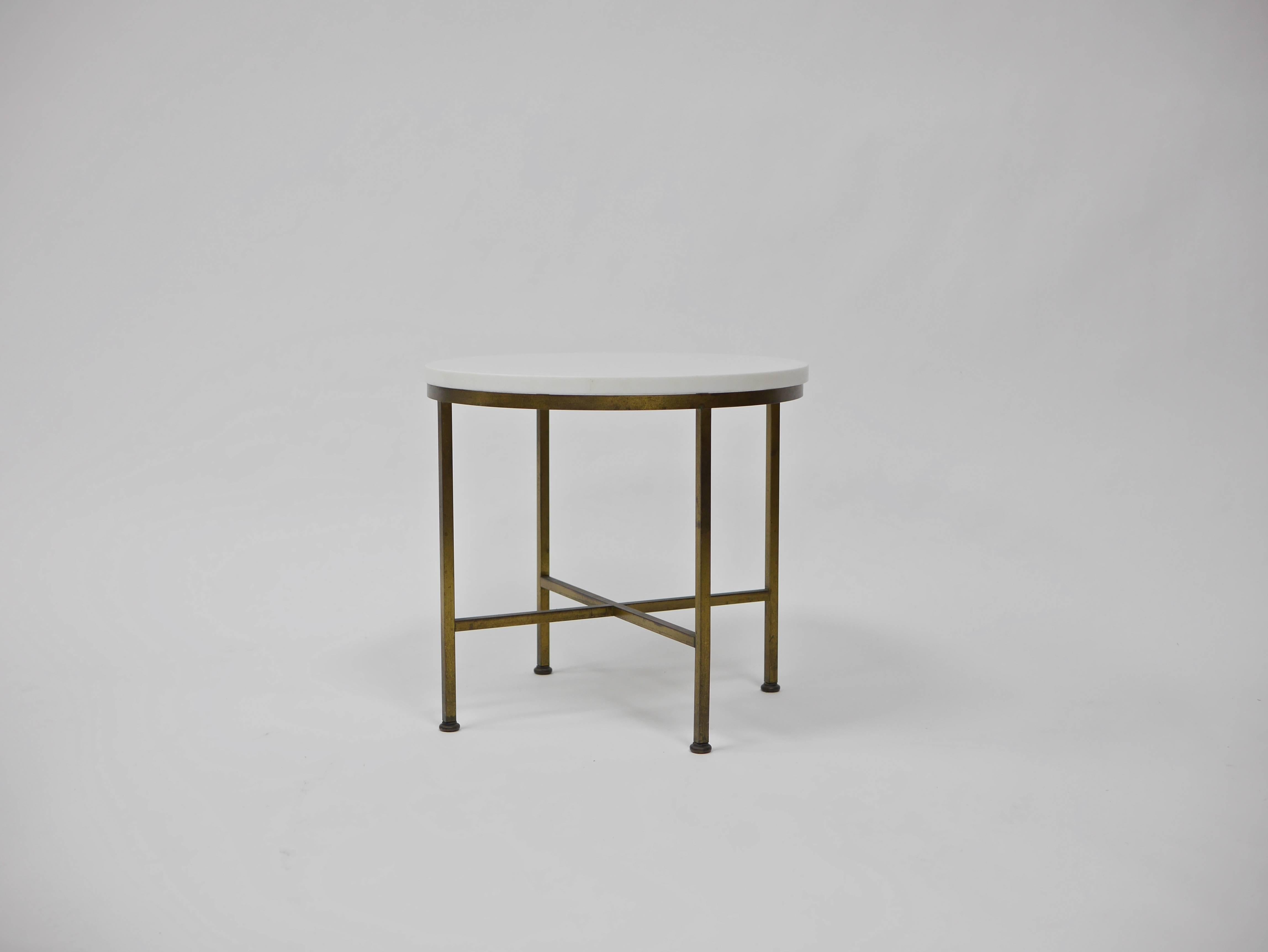 Mid-Century Modern Rare Brass and Vitrolite Cigarette Table by Paul McCobb