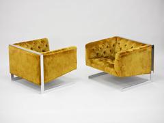 Rare Milo Baughman Cantilevered Lounge Chairs
