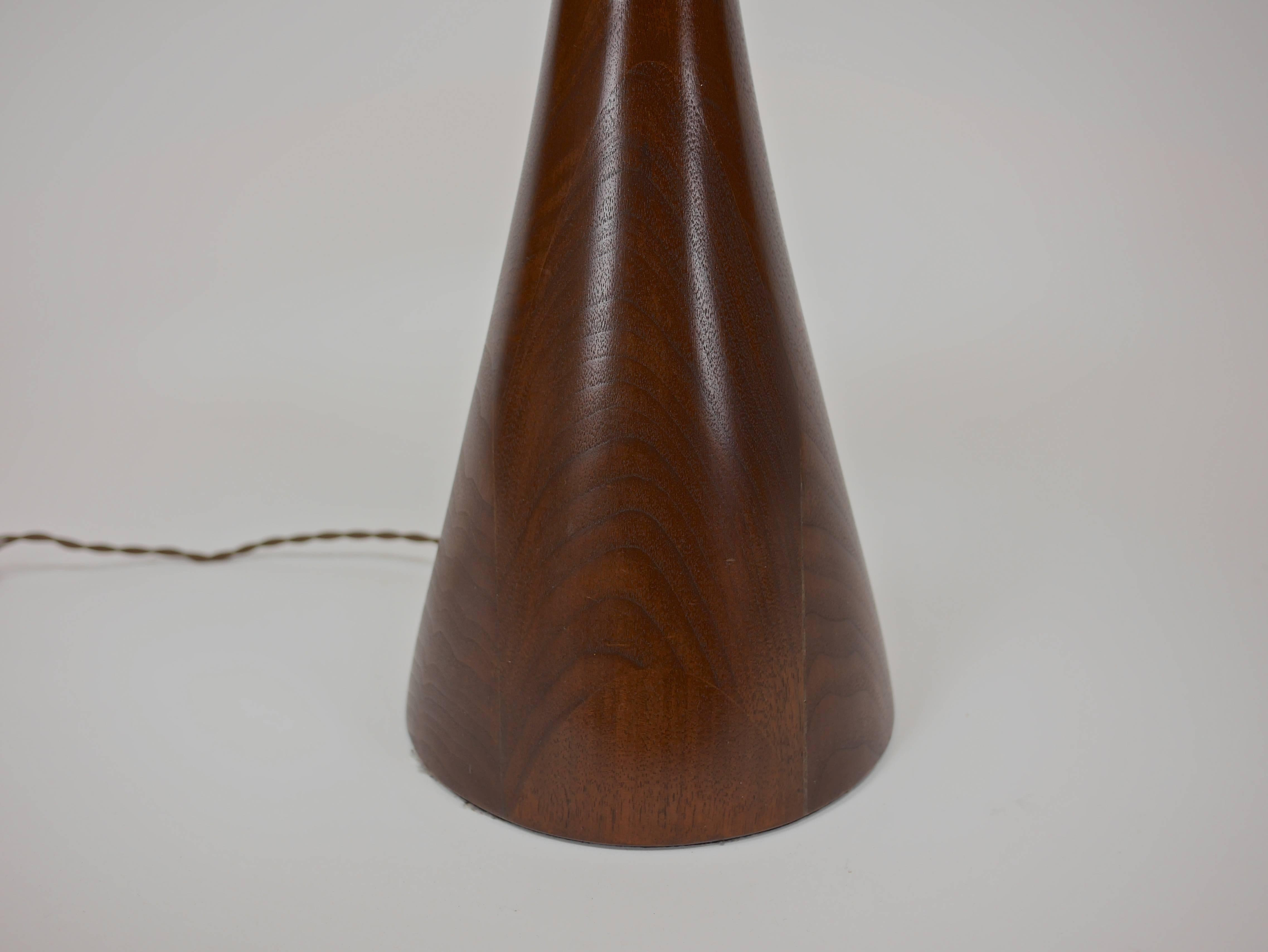 Pair of Large Turned Walnut Hourglass Form Lamps by Laurel 3