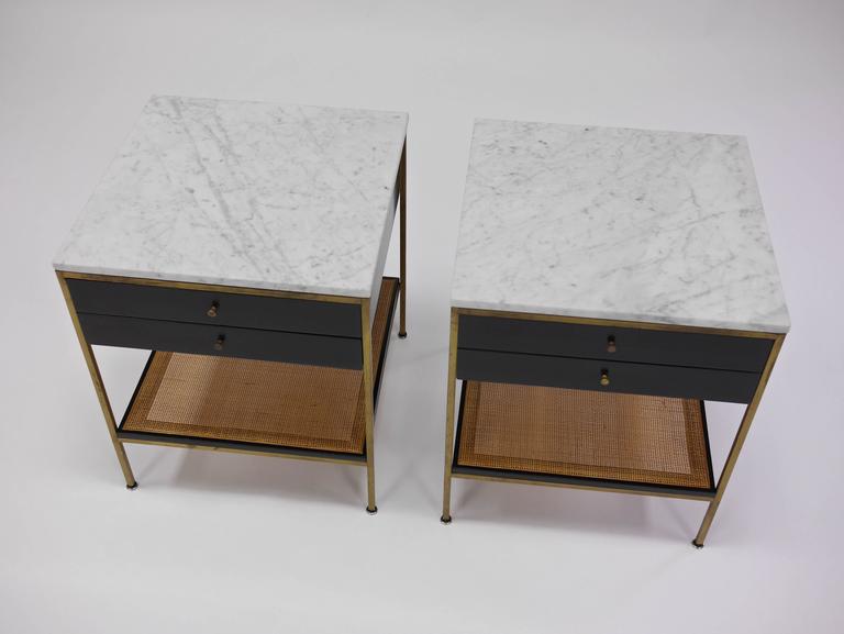 Pair Of Paul Mccobb Irwin Collection Br Nightstands With Marble Tops