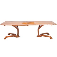 Large Studio craft Ejner Pagh Sculptural Walnut Dining Table, USA, 1974