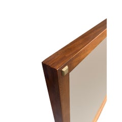 VTG Mid Century Modern Wall Mirror With Brass Accents by Lane Tuxedo Line Design