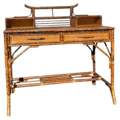VTG British Colonial Chinoiserie Style Pagoda Bamboo Desk Bloomingdale's Style