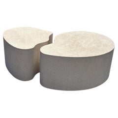 Vintage Modern Designer Kidney Form Puzzle Coffee Table 2 Piece Set