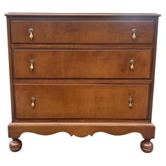 Antique Maple Wood Dresser With Teardrop Brass Hardware Chest of Drawers