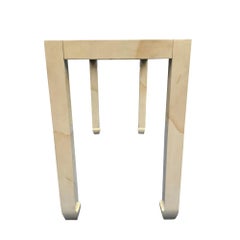 Vintage Henredon Faux Goatskin Console Table Decorative Modern Design