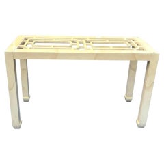 Vintage Henredon Faux Goatskin Console Table Decorative Modern Design