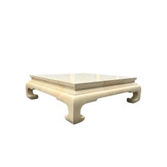 VTG Henredon Faux Goatskin Coffee Table Decorative Modern Design Large Low Table