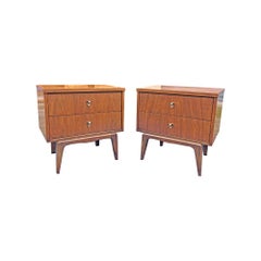 Mid Century Pair Nightstands or Side End Tables in Albert Parvin Style Design