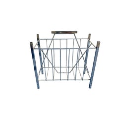 Vintage Modern Design Magazine Rack in Chrome Metal