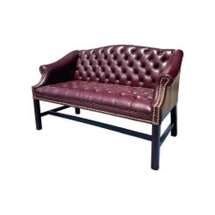 Vintage Tufted Chesterfield Style Sofa or Settee With Brass Rivets