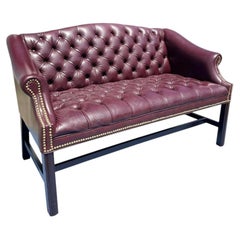 Vintage Tufted Chesterfield Style Sofa or Settee With Brass Rivets