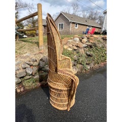 Vintage Peacock Chair in Rattan Wicker Boho Chic Coastal Decor Seating