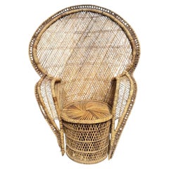 Vintage Peacock Chair in Rattan Wicker Boho Chic Coastal Decor Seating