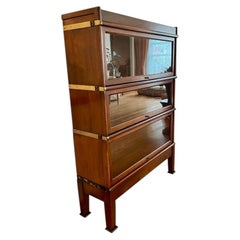 Antique Barrister Bookcase Sections Set With Metal Strap by Globe Wernicke