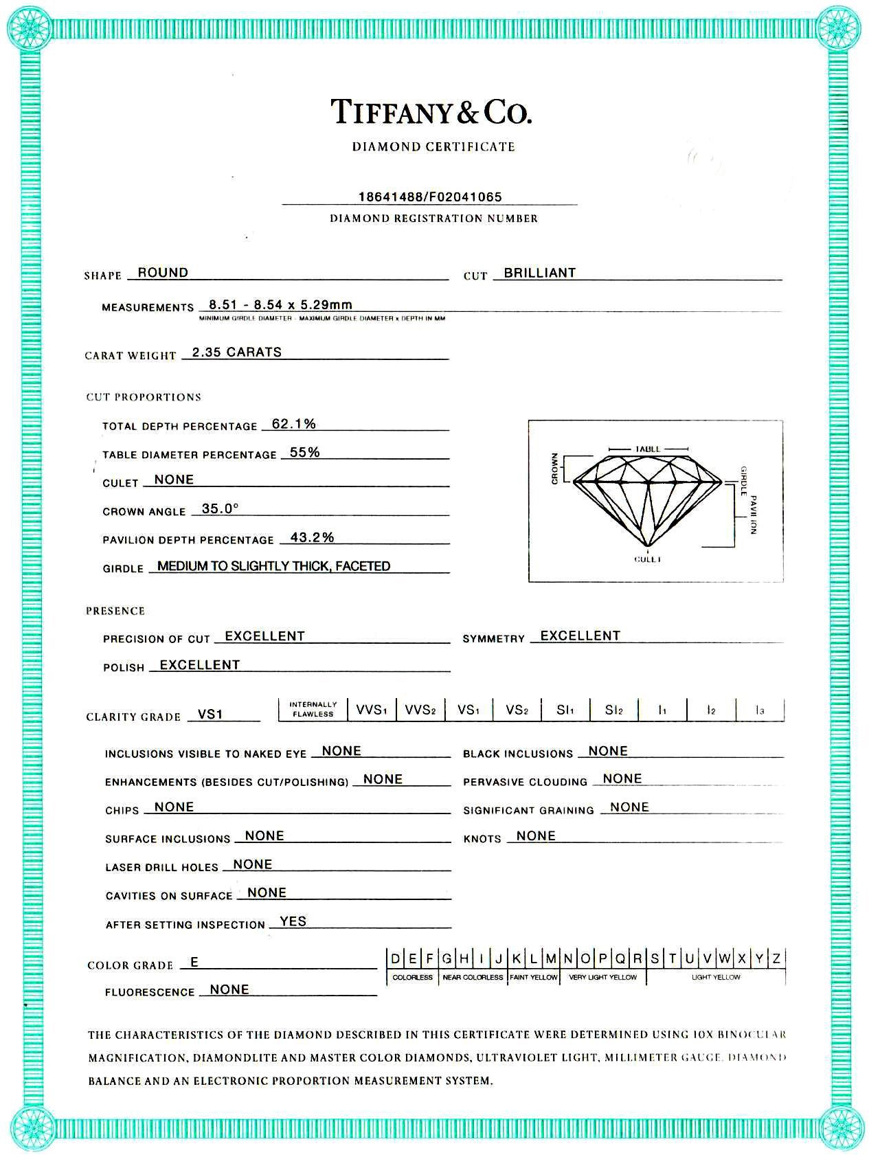 2.35 Carat E VS1 GIA Tiffany & Co. Sapphire Diamond Platinum Ring 2